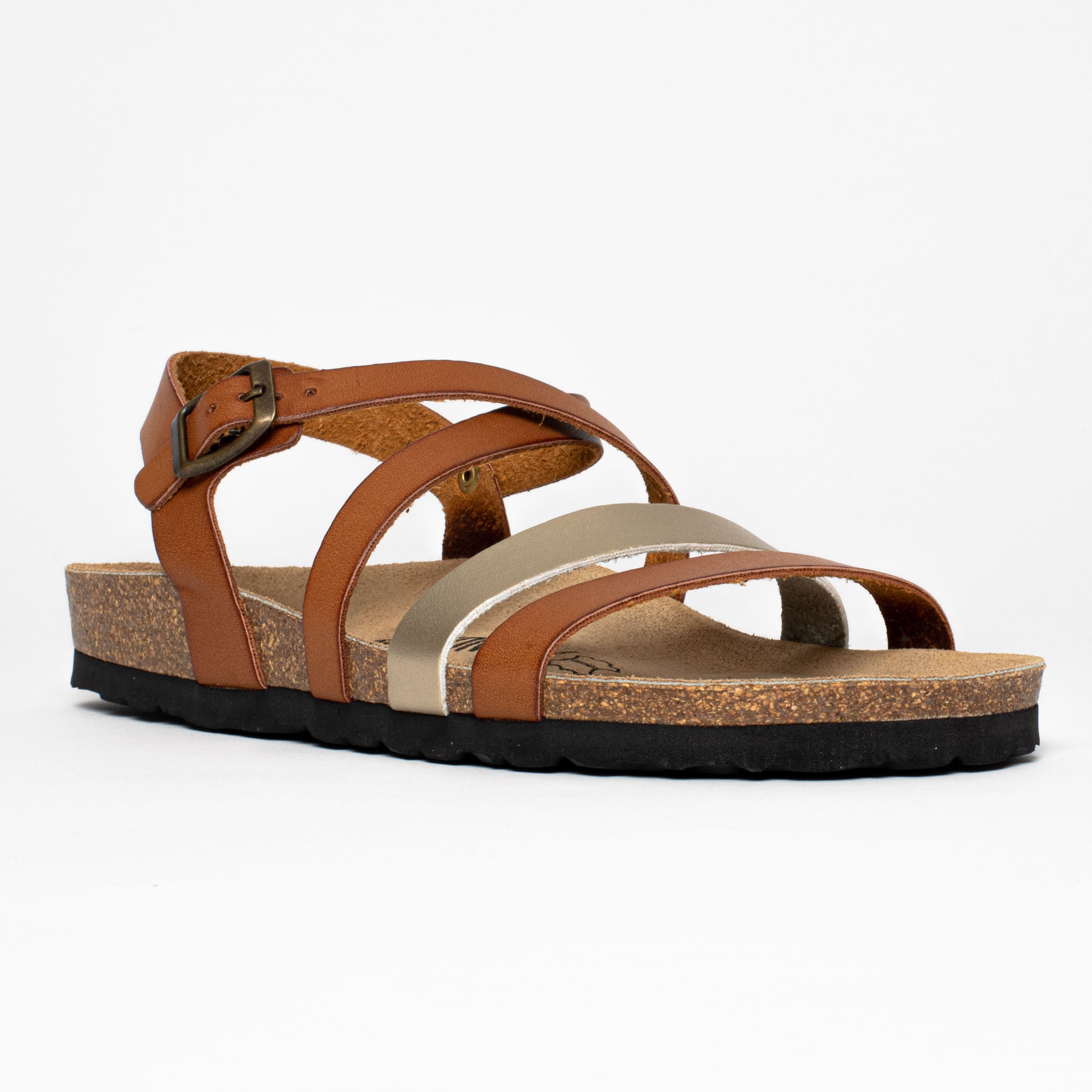 Gerone Camel Multi-Strap Sandals