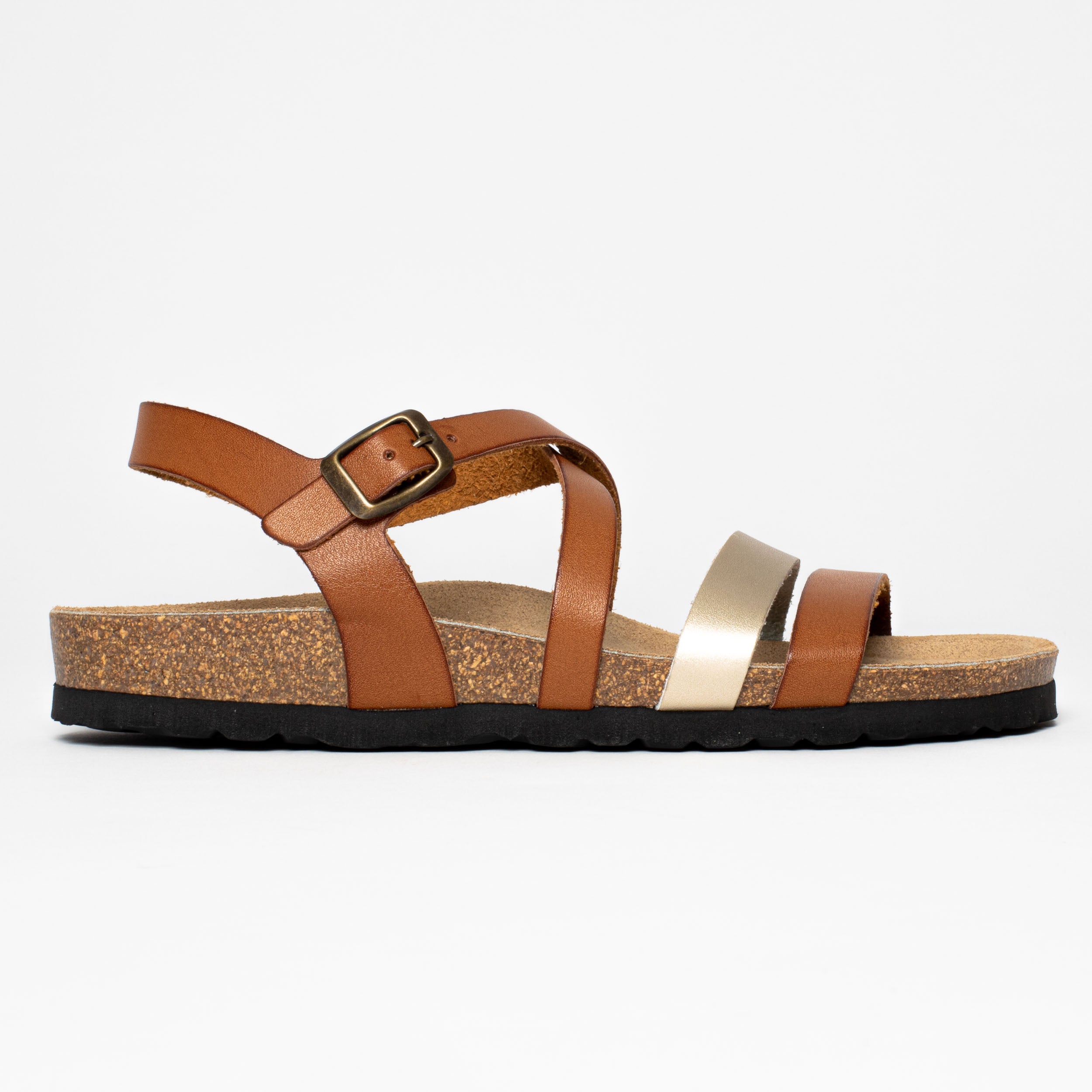 Gerone Camel Multi-Strap Sandals