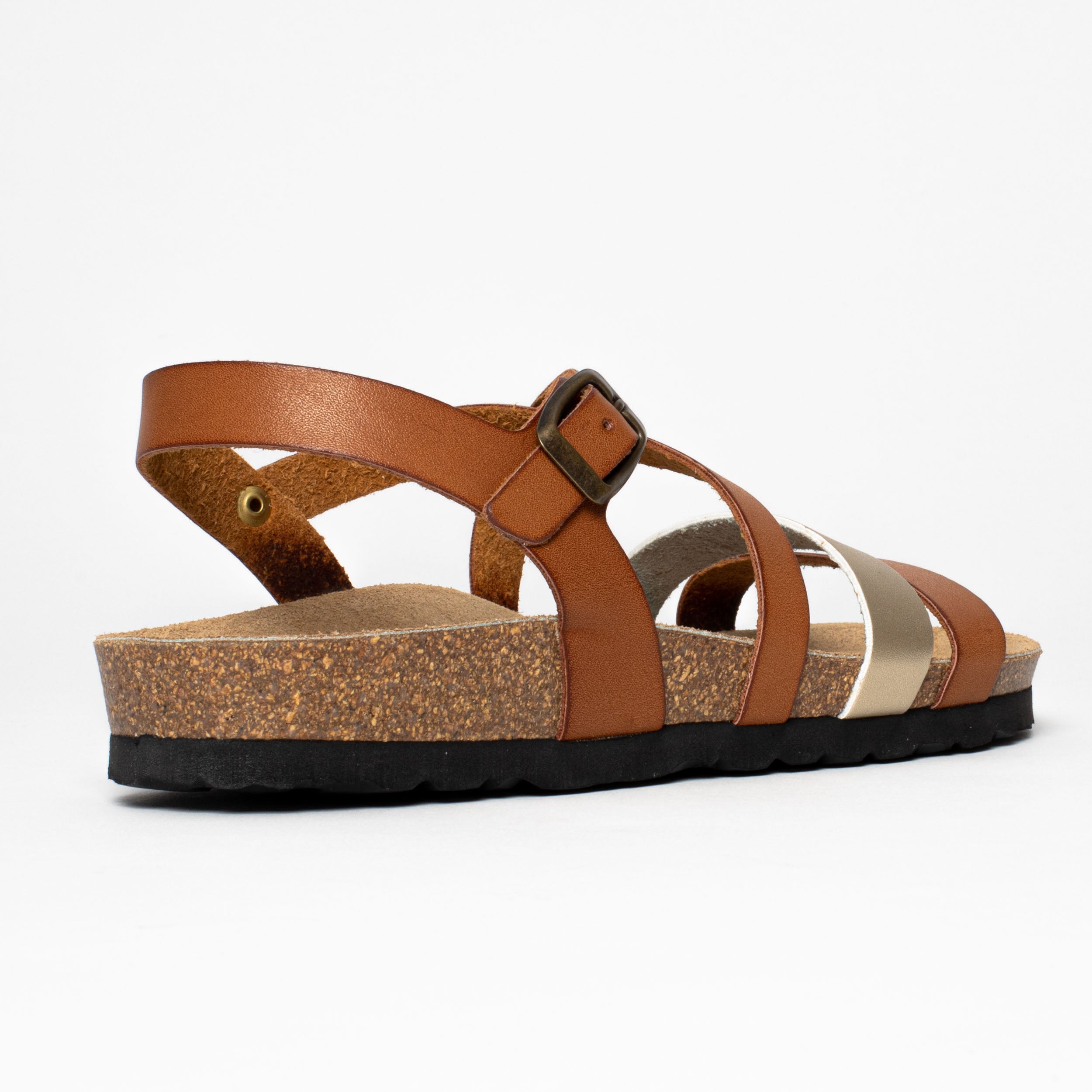 Gerone Camel Multi-Strap Sandals