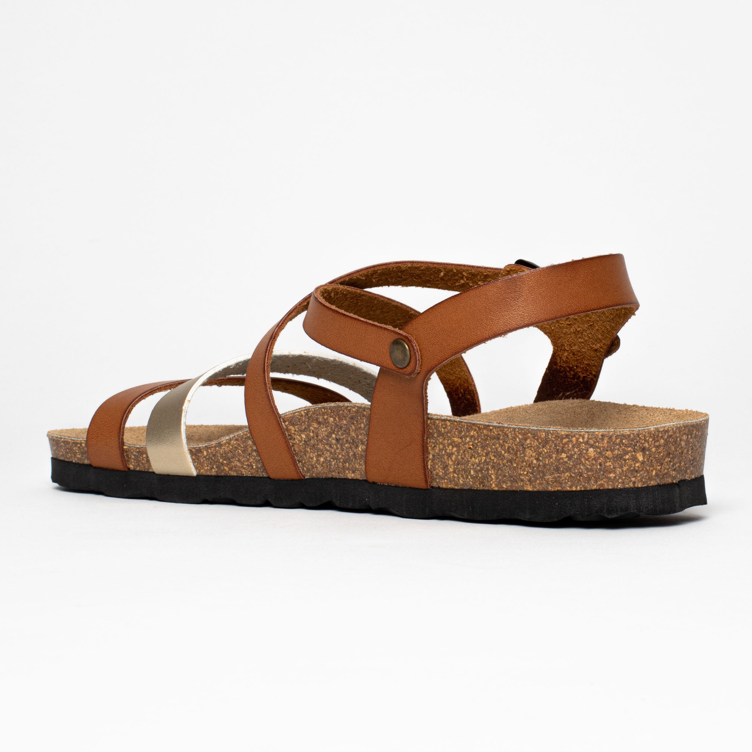 Gerone Camel Multi-Strap Sandals