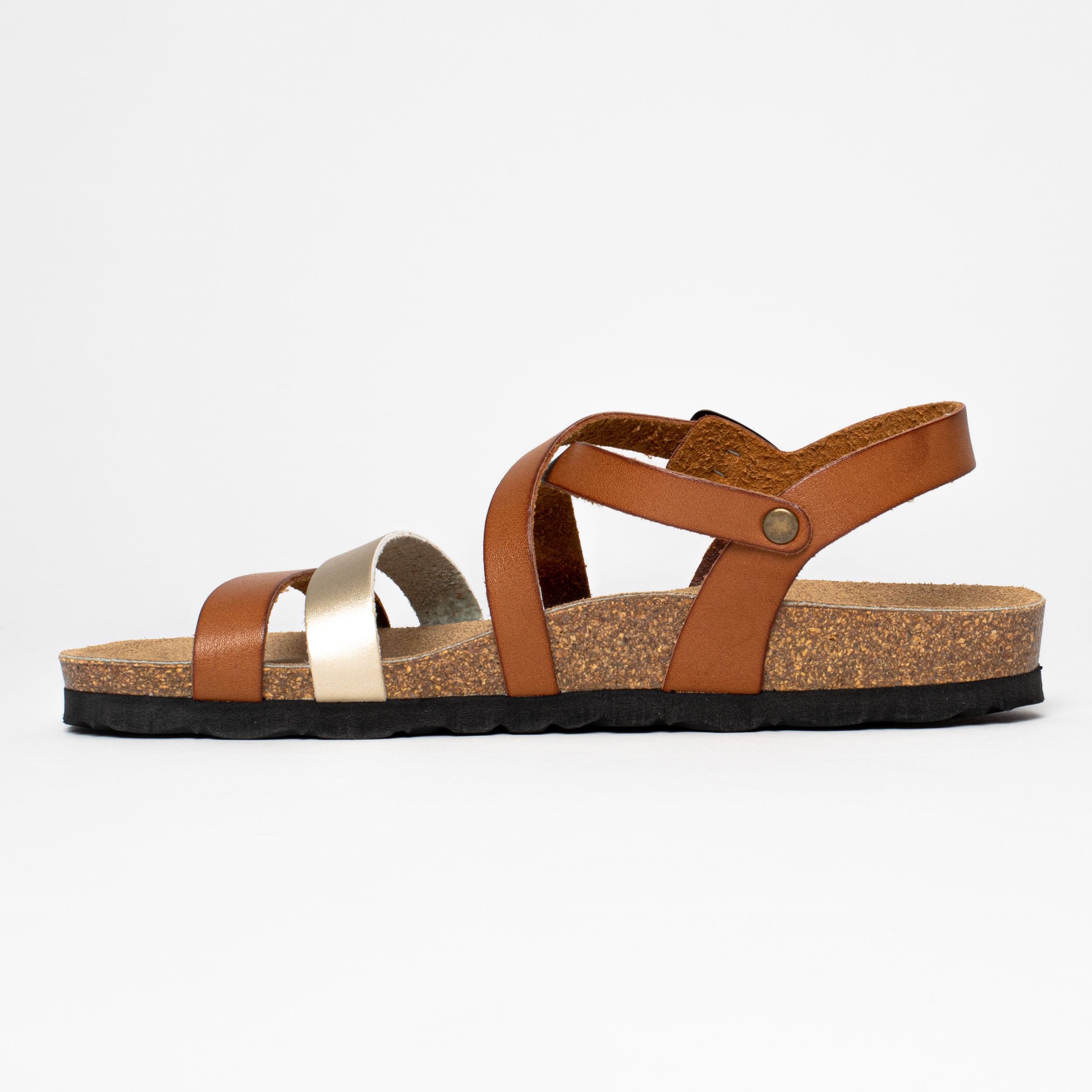 Gerone Camel Multi-Strap Sandals