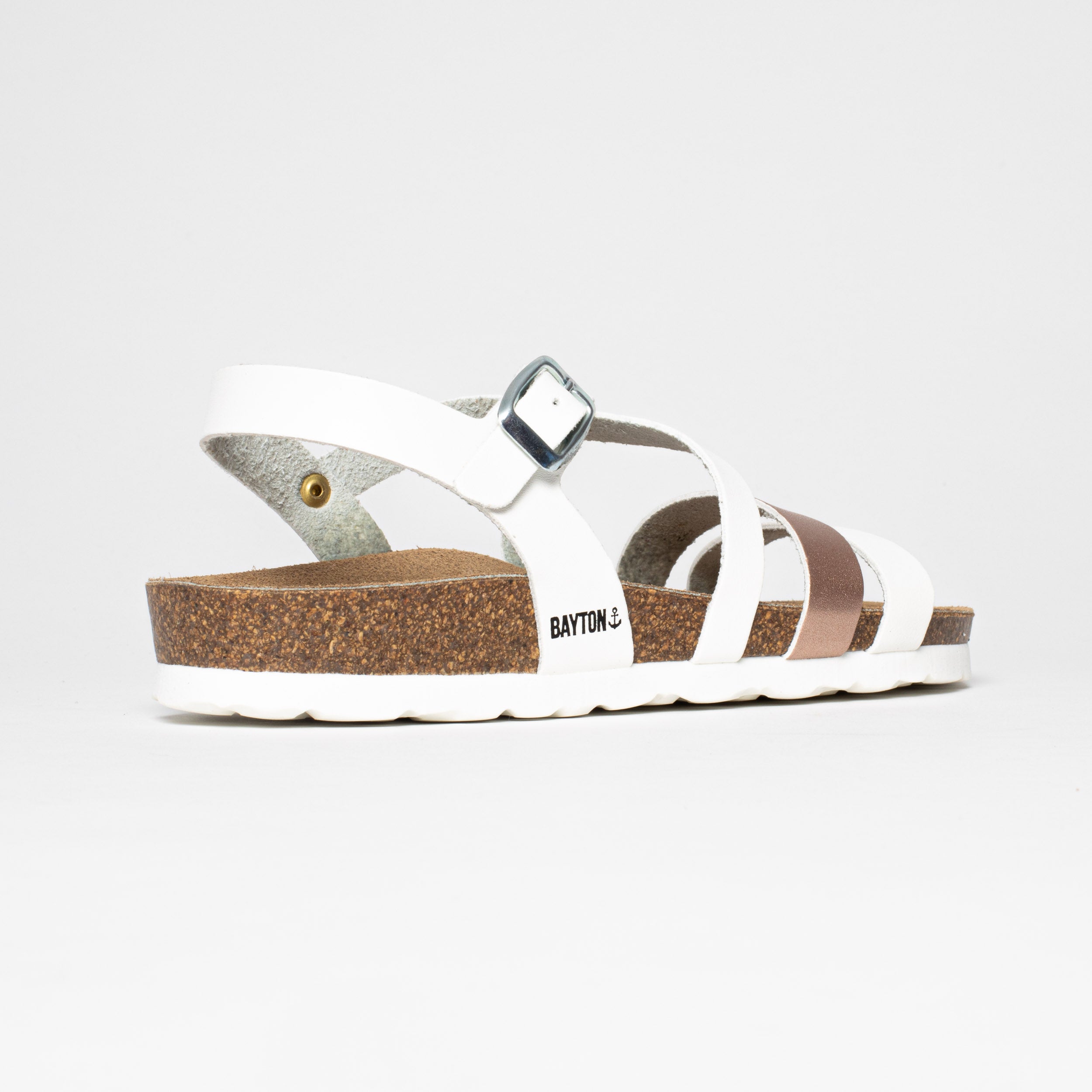 Gerone Rose Gold and White Multi-Strap Sandals