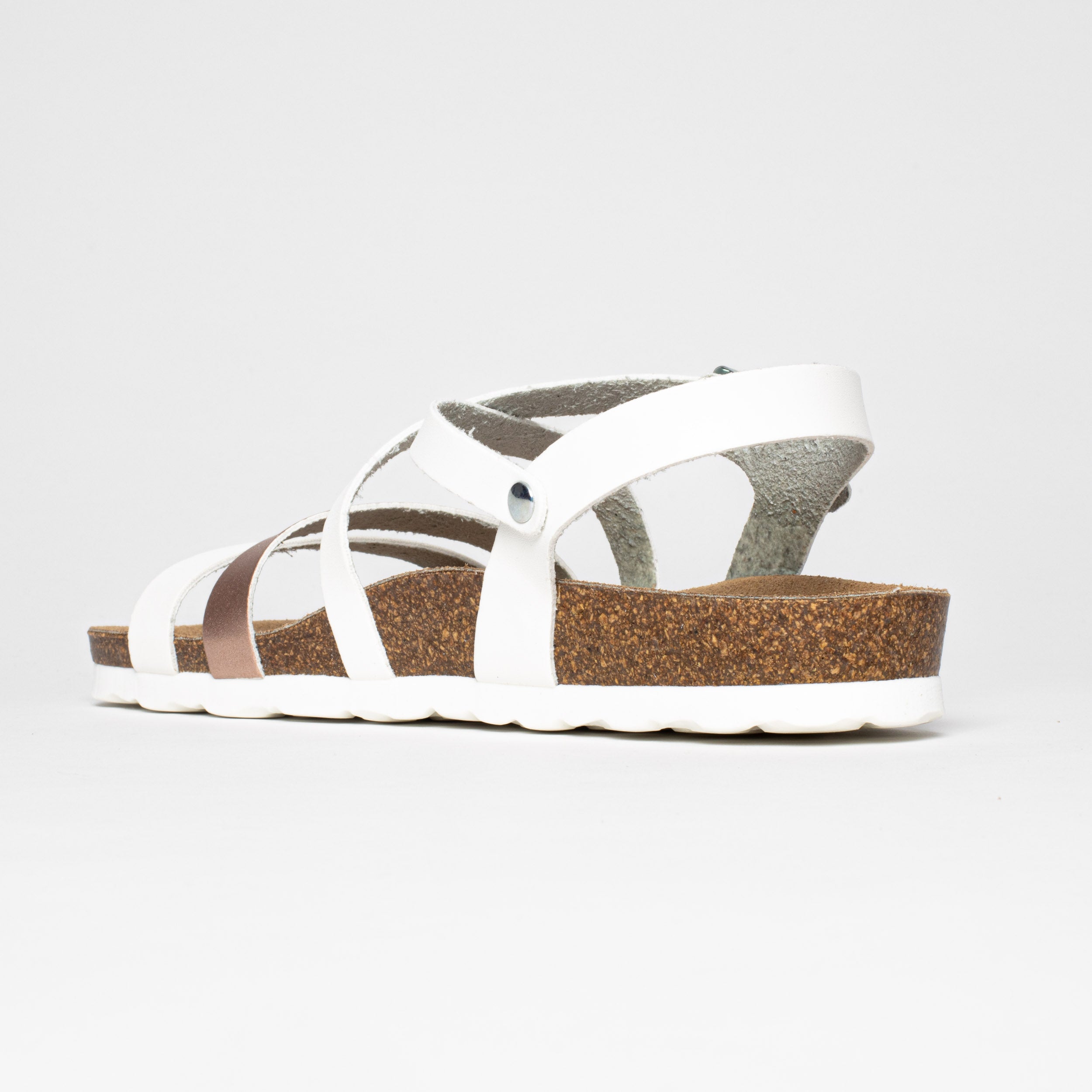 Gerone Rose Gold and White Multi-Strap Sandals