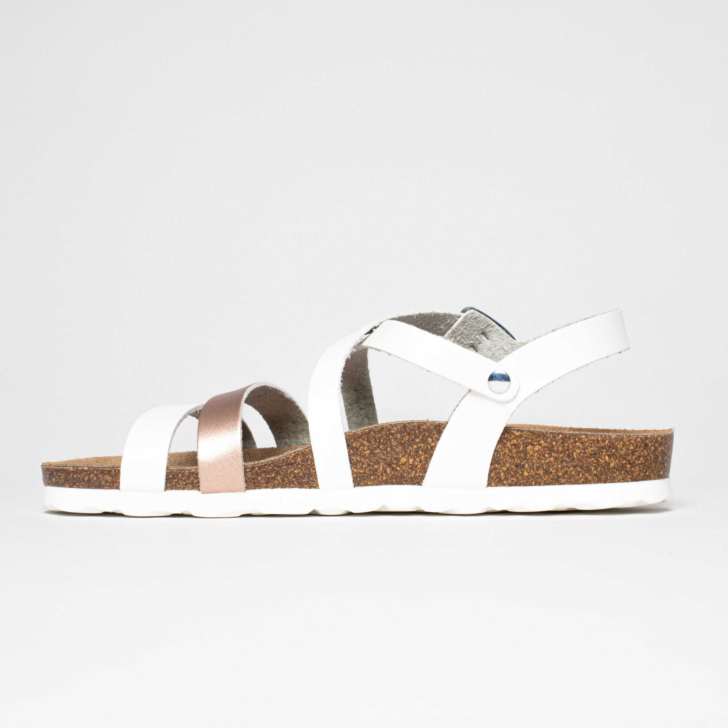 Gerone Rose Gold and White Multi-Strap Sandals