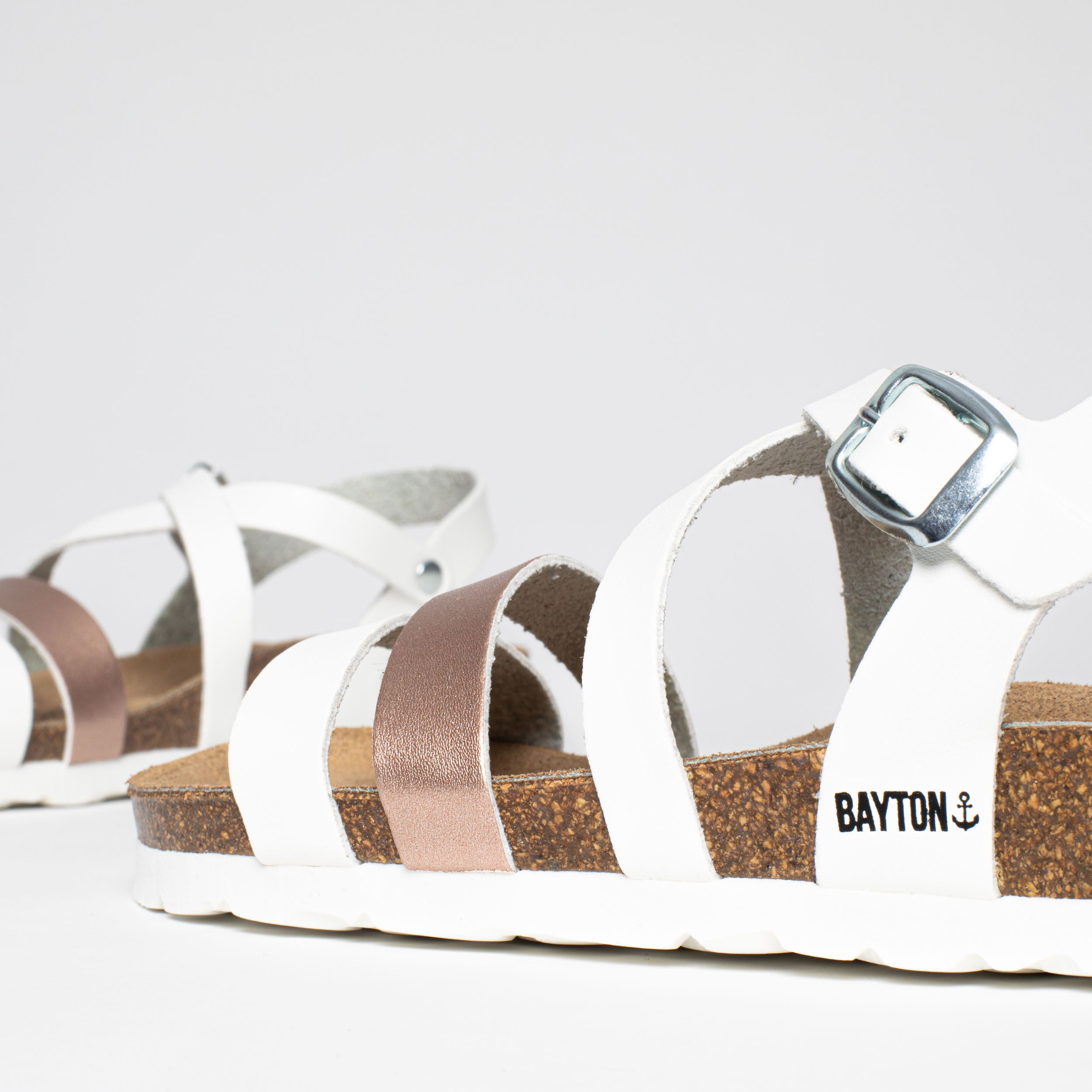 Gerone Rose Gold and White Multi-Strap Sandals