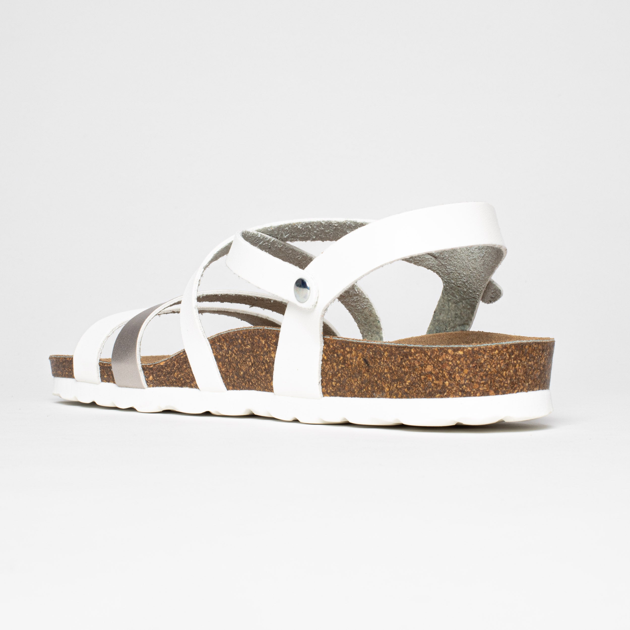 Gerone White Multi-Strap Sandals