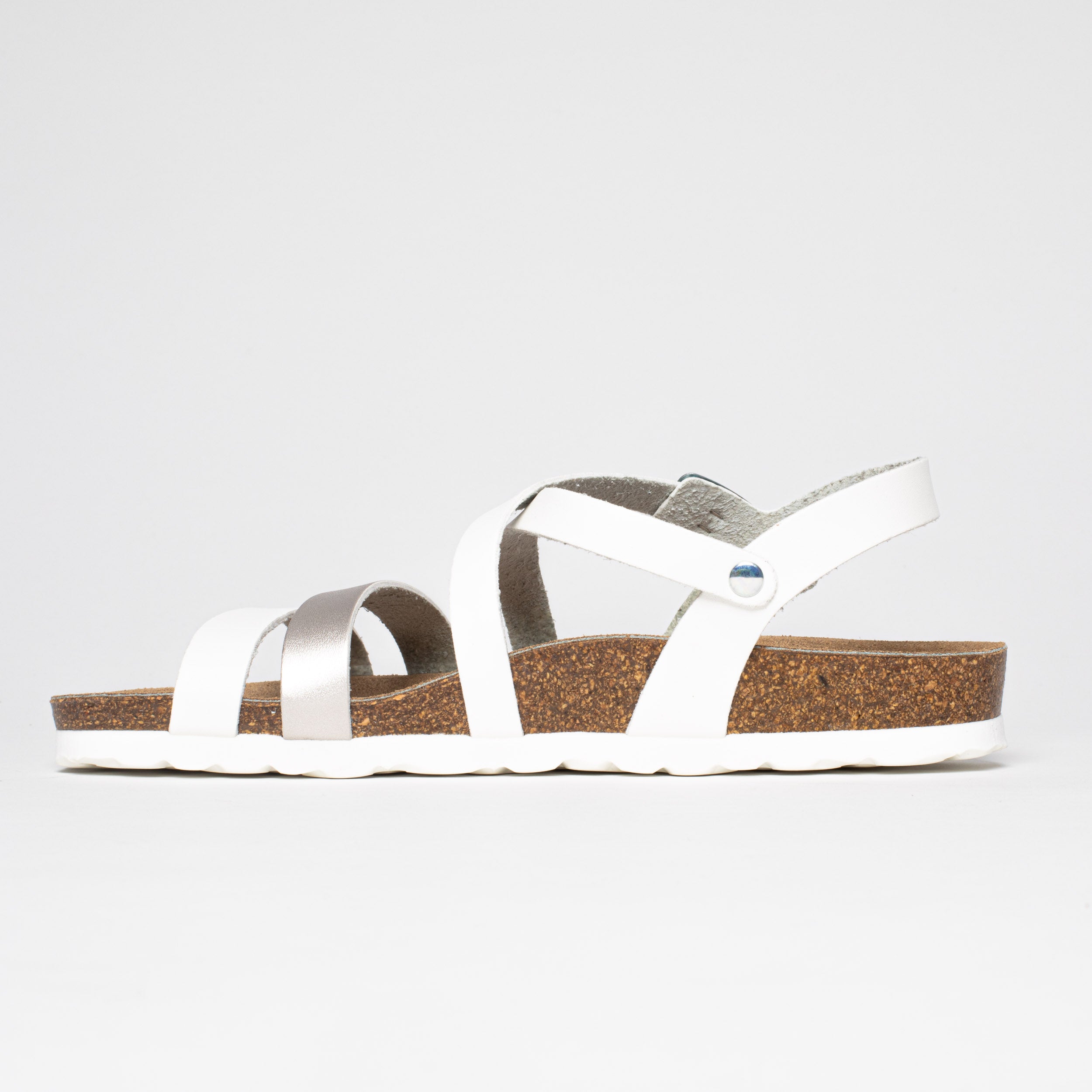 Gerone White Multi-Strap Sandals