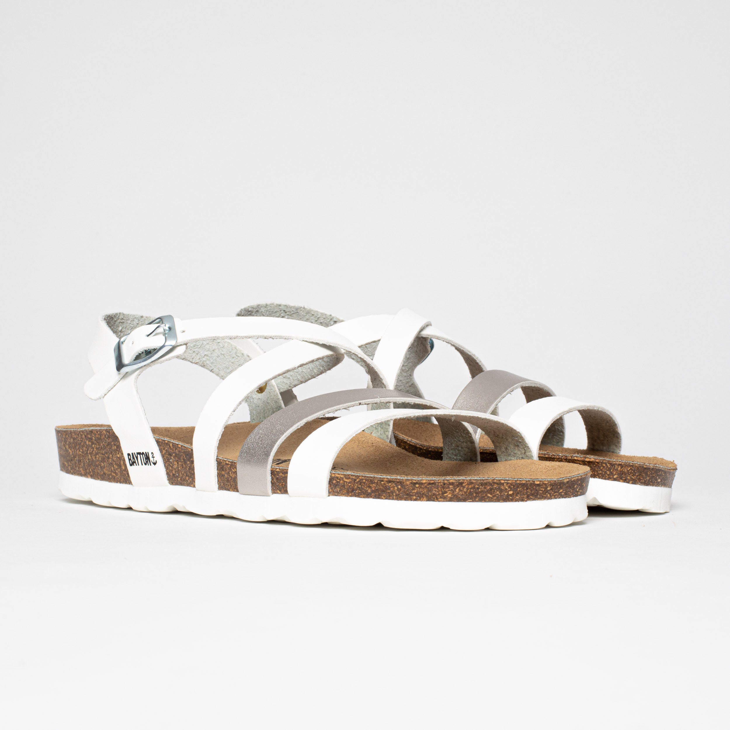 Gerone White Multi-Strap Sandals