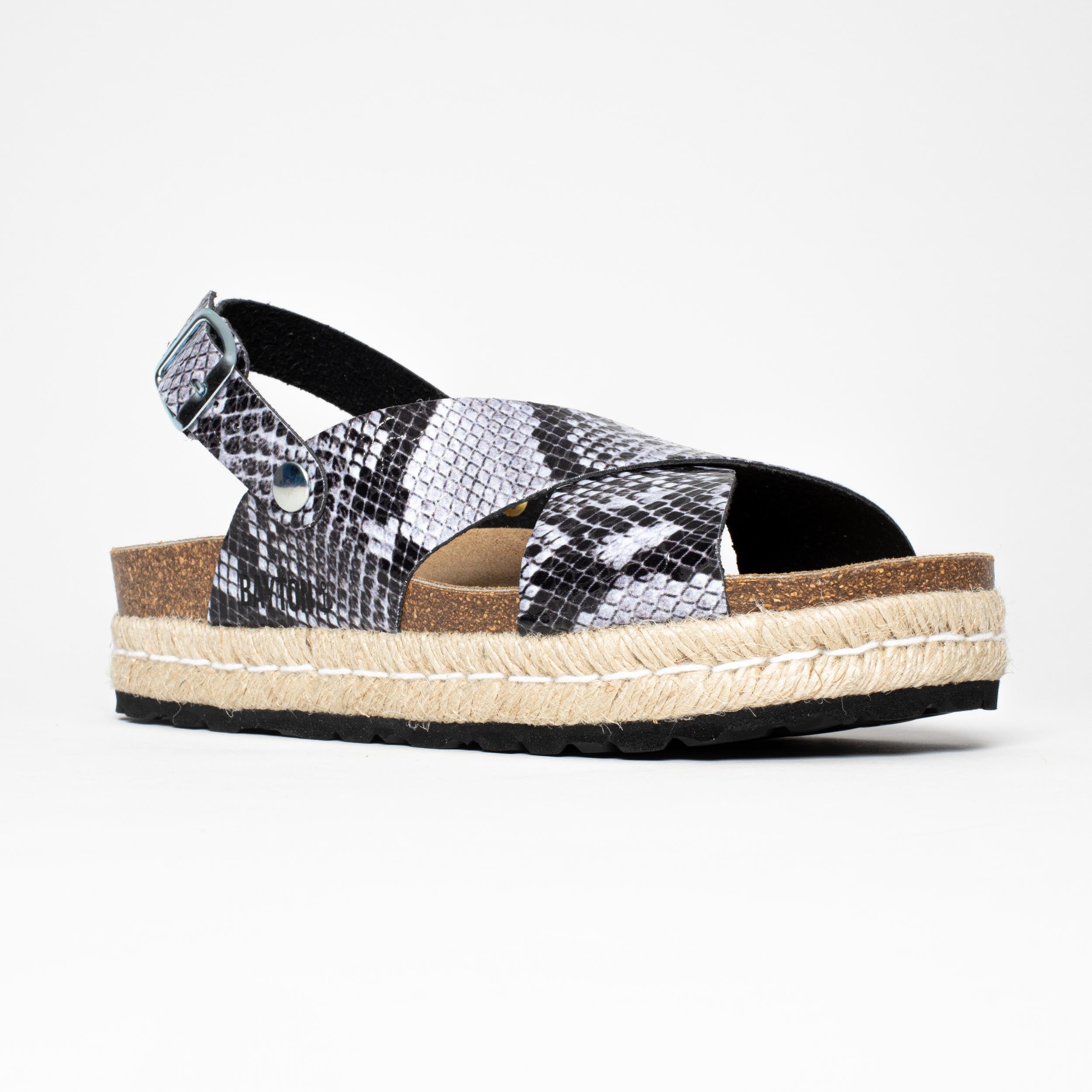 Sandalias Leida Plataforma Pitón Negro