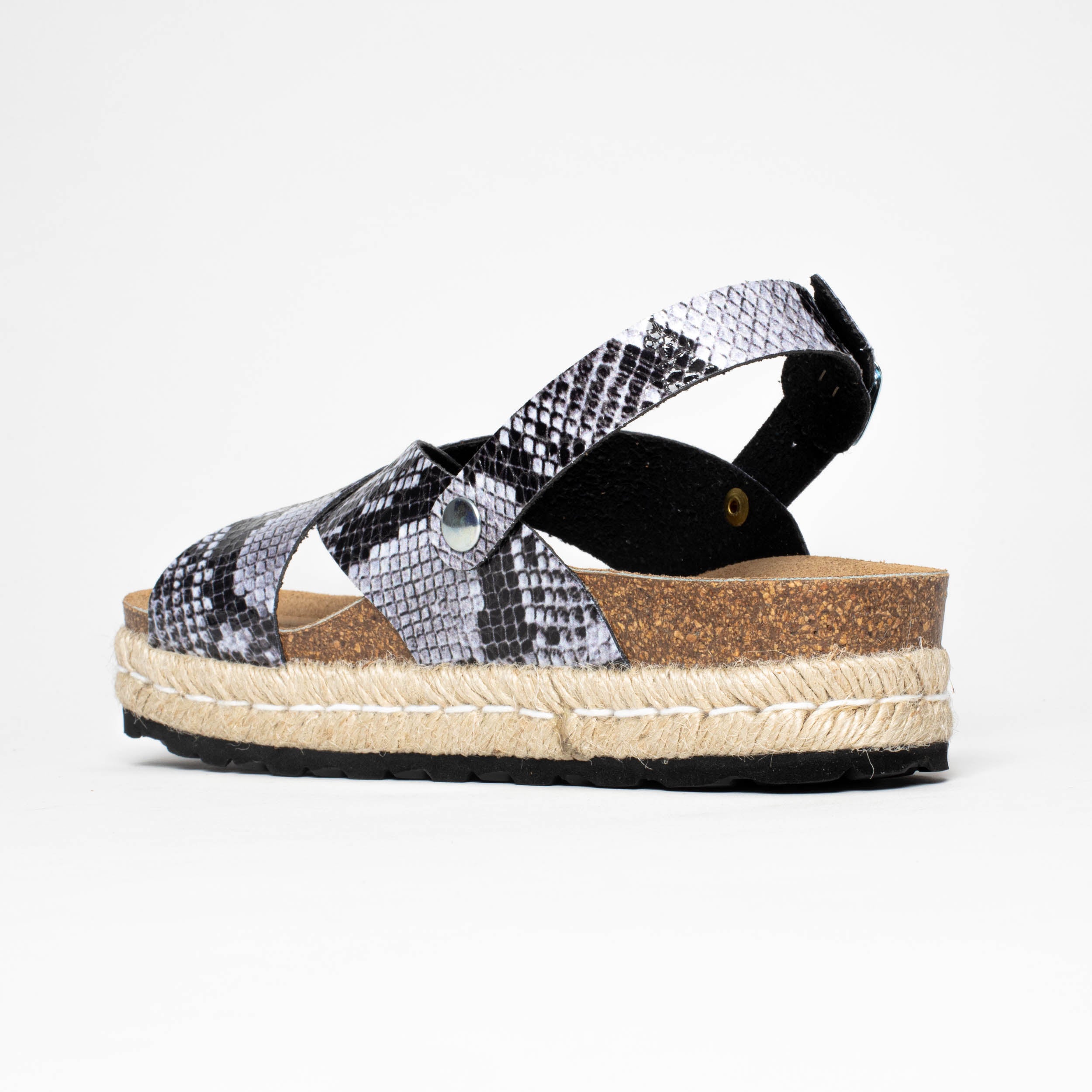 Leida Black Python Platform Sandals