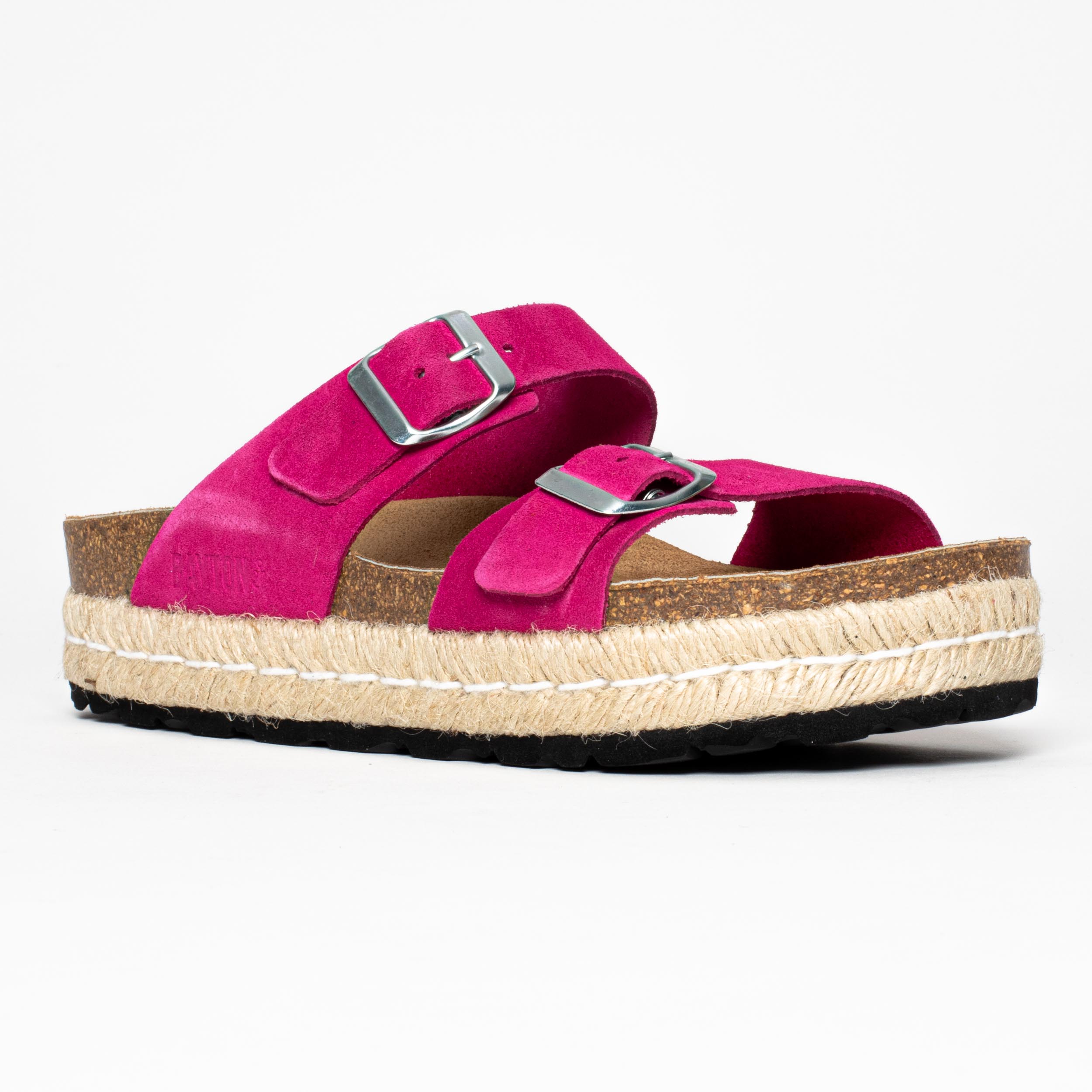 Alcee Fuschia Suede Leather Platform Sandals