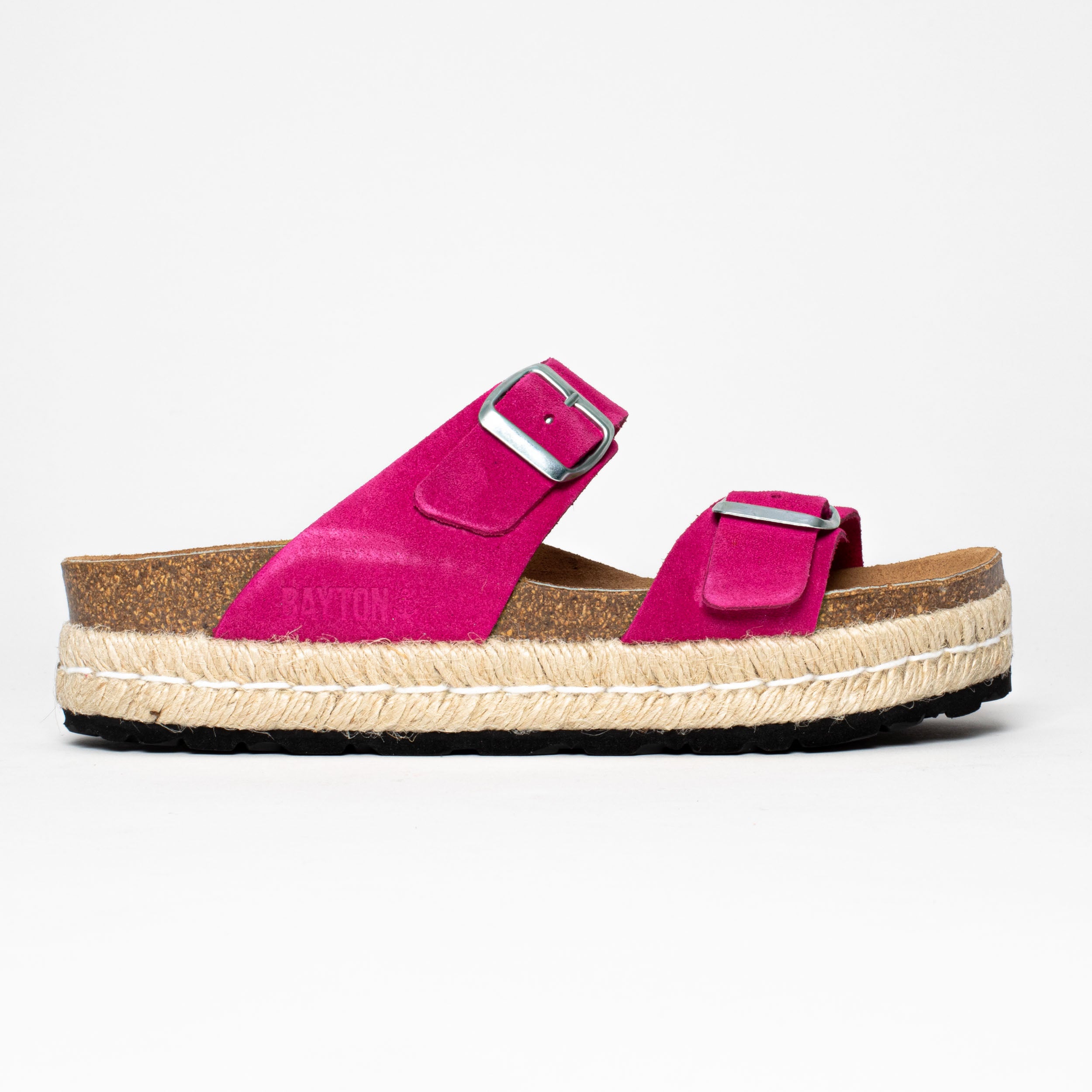 Alcee Fuschia Suede Leather Platform Sandals