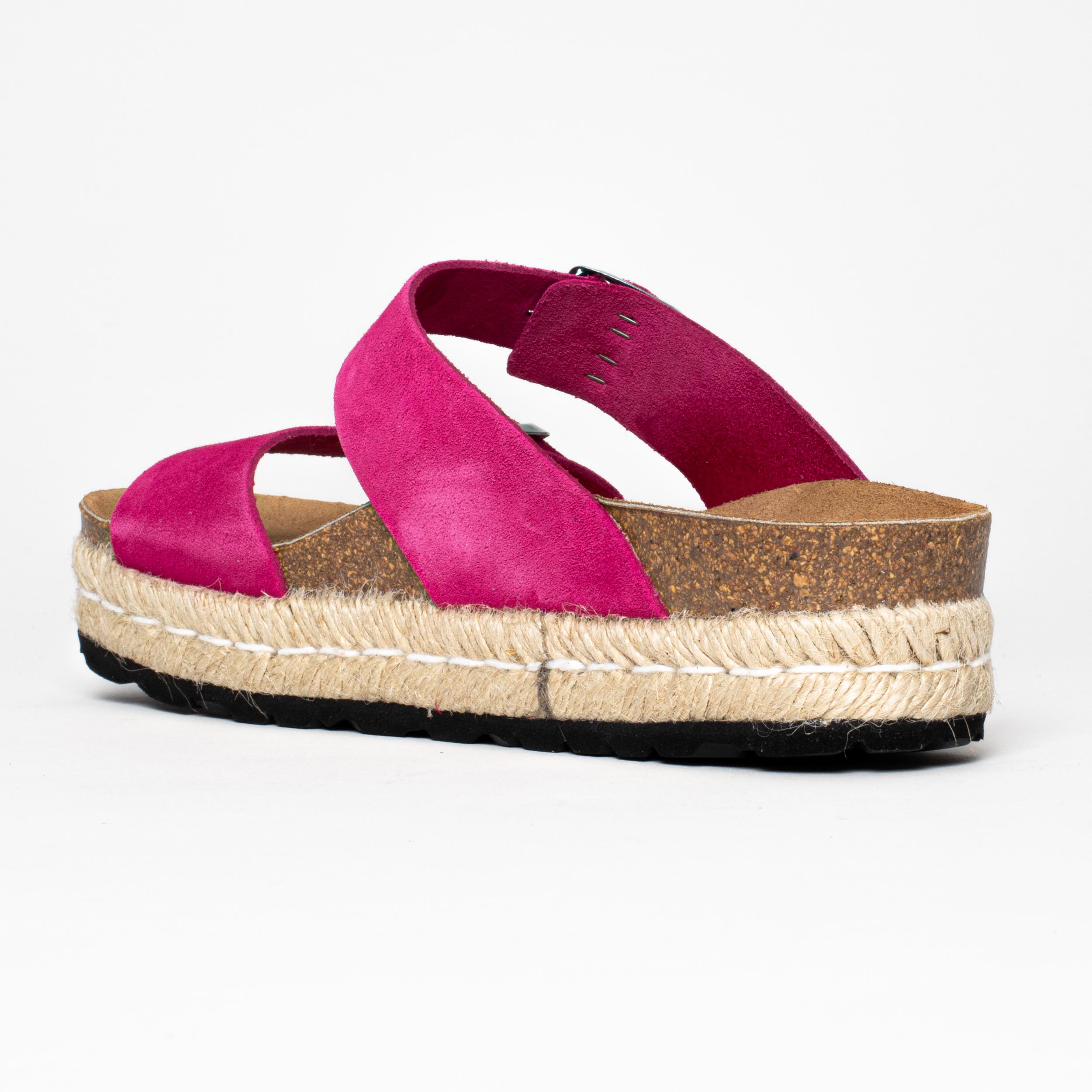 Alcee Fuschia Suede Leather Platform Sandals