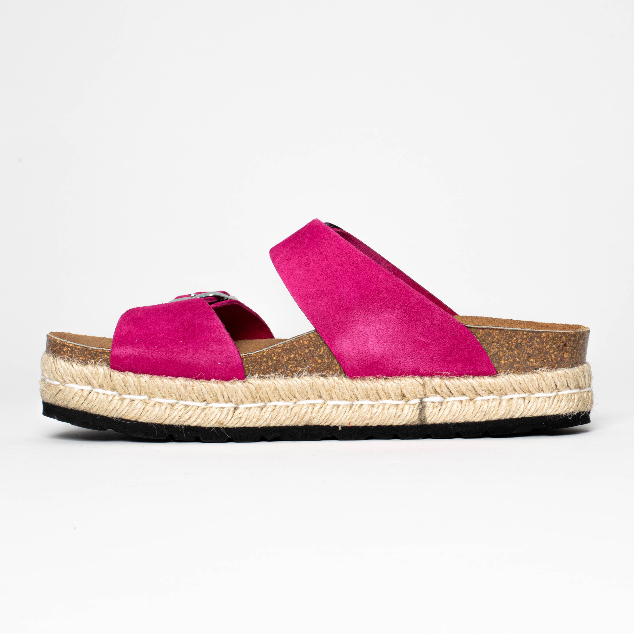 Alcee Fuschia Suede Leather Platform Sandals