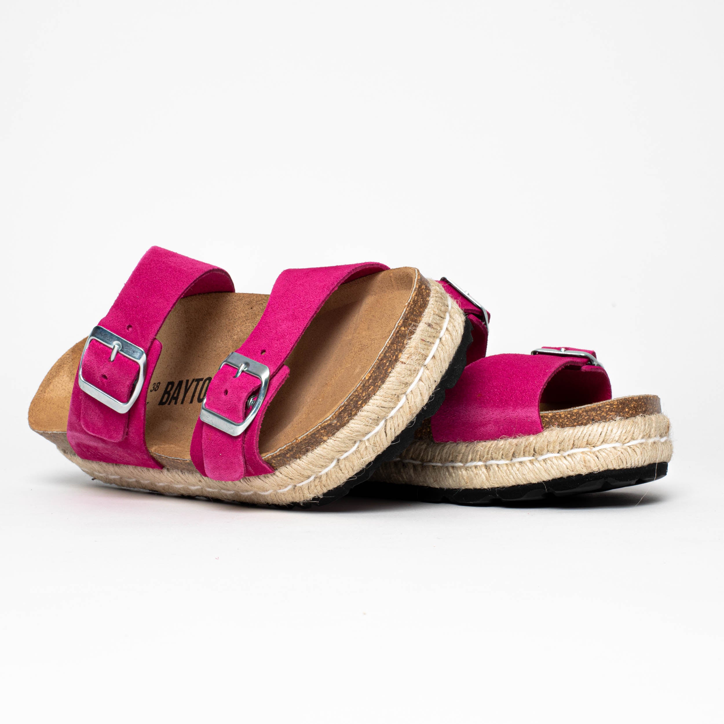 Alcee Fuschia Suede Leather Platform Sandals