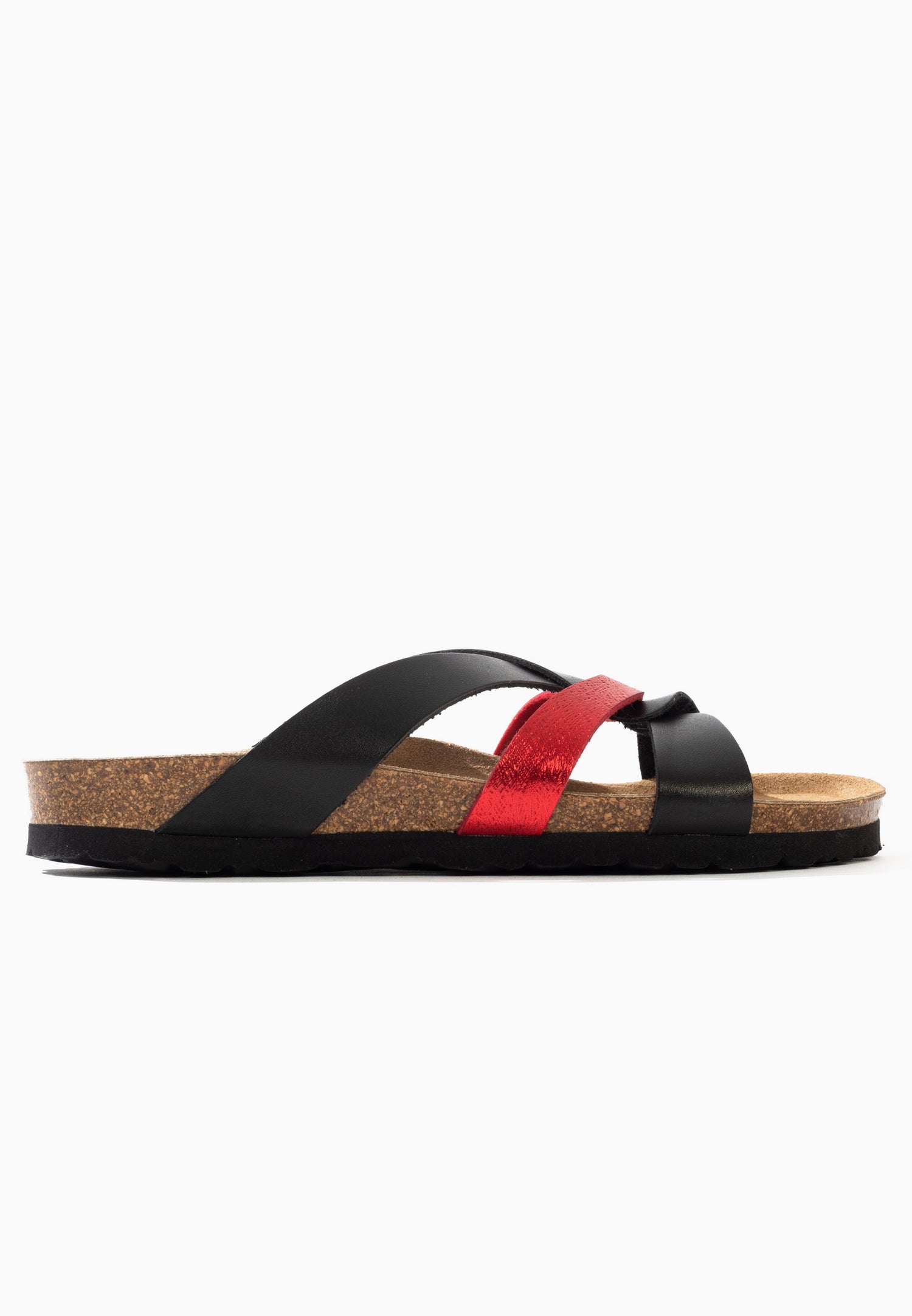 Sandales Santander Noir Et Rouge Multi-Brides