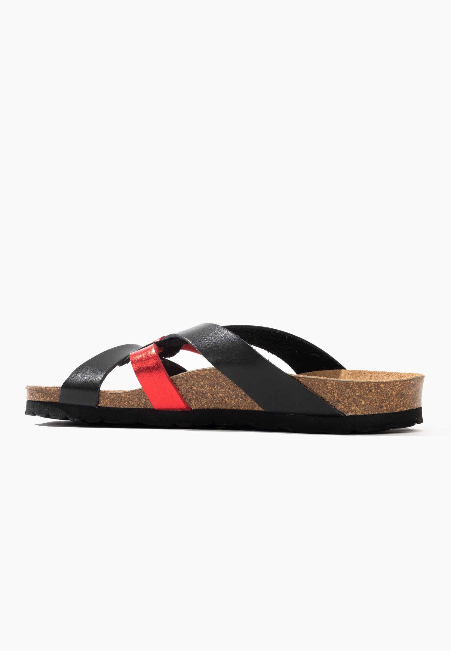 Santander Black and Red Multi-Strap Sandals