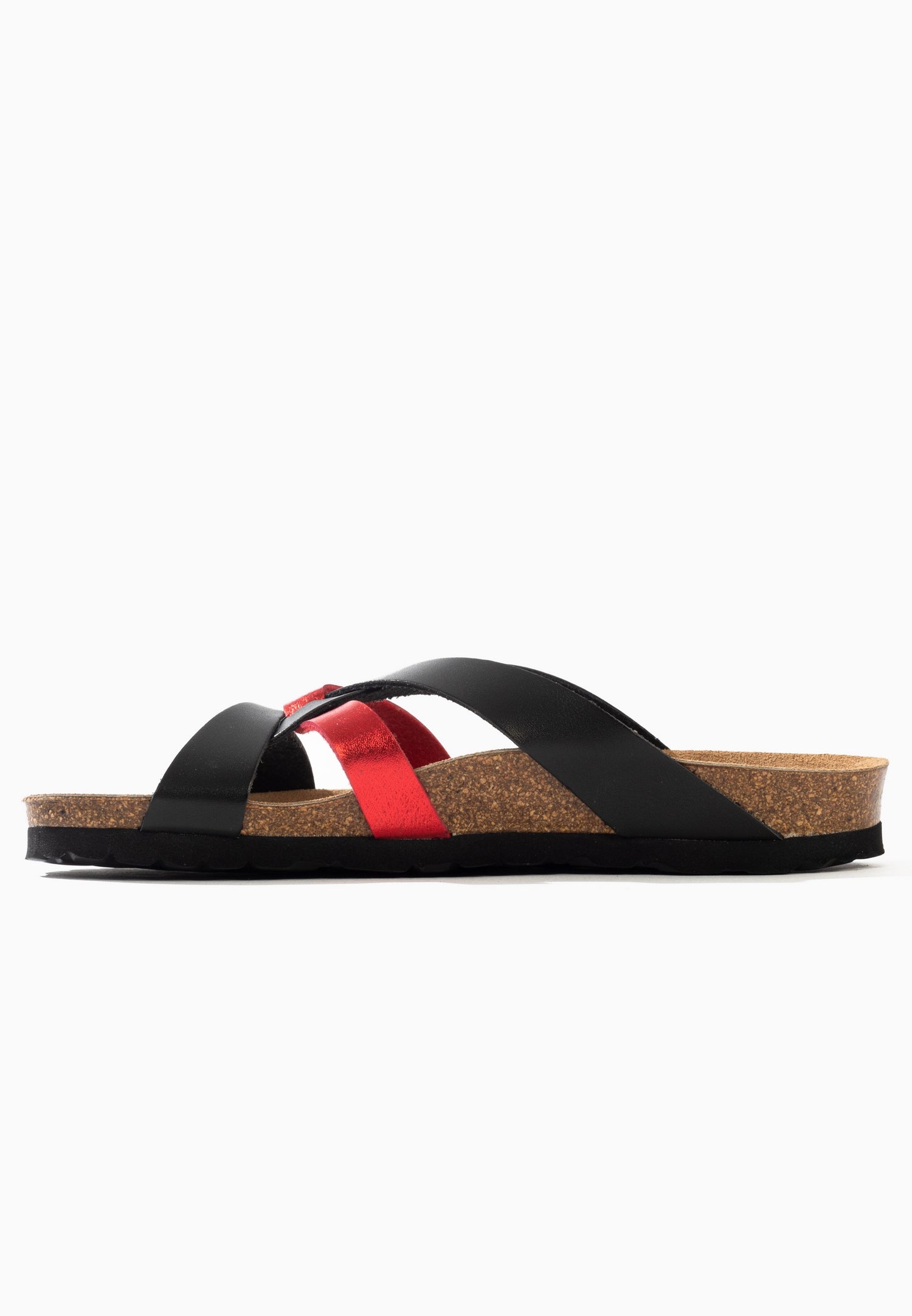 Sandalias Santander Multitiras Negro Y Rojo