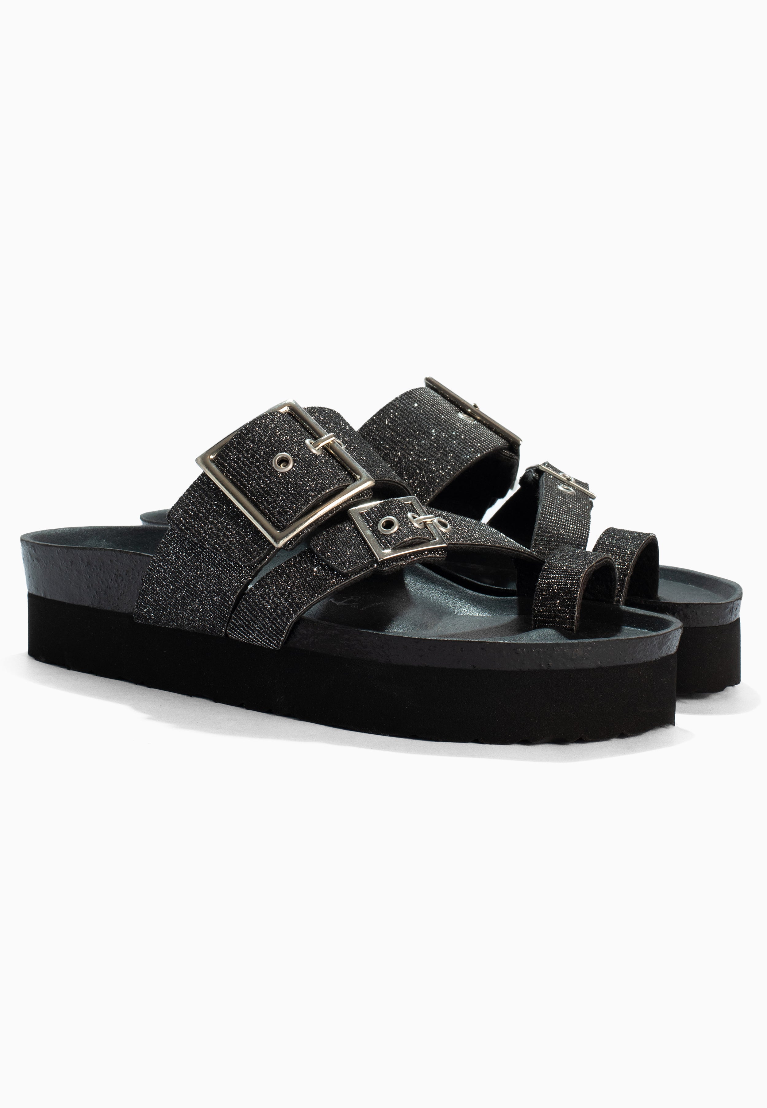 Castel Anthracite Platform Sandals