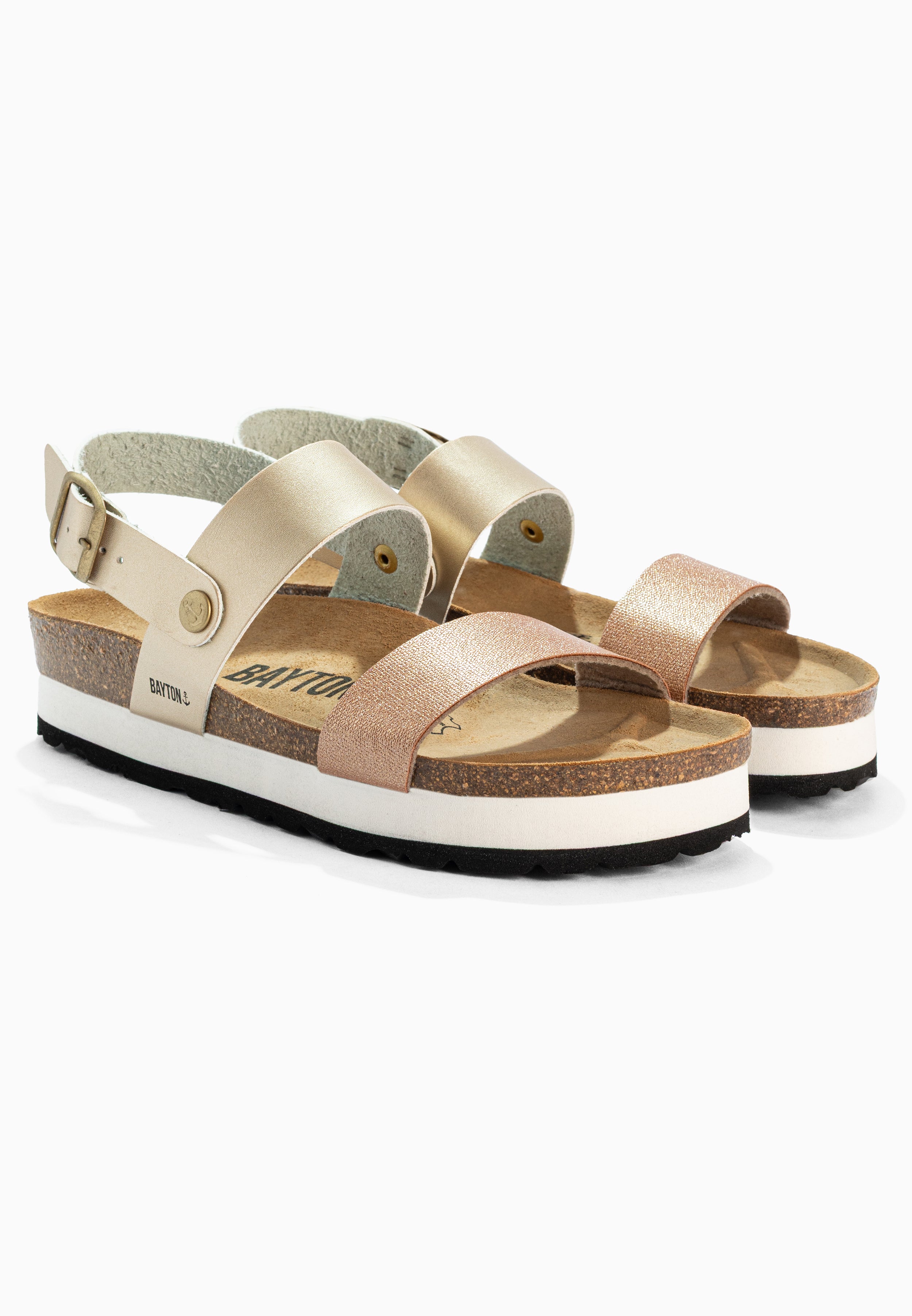 Almeria Light Gold and Platinum Platform Sandals