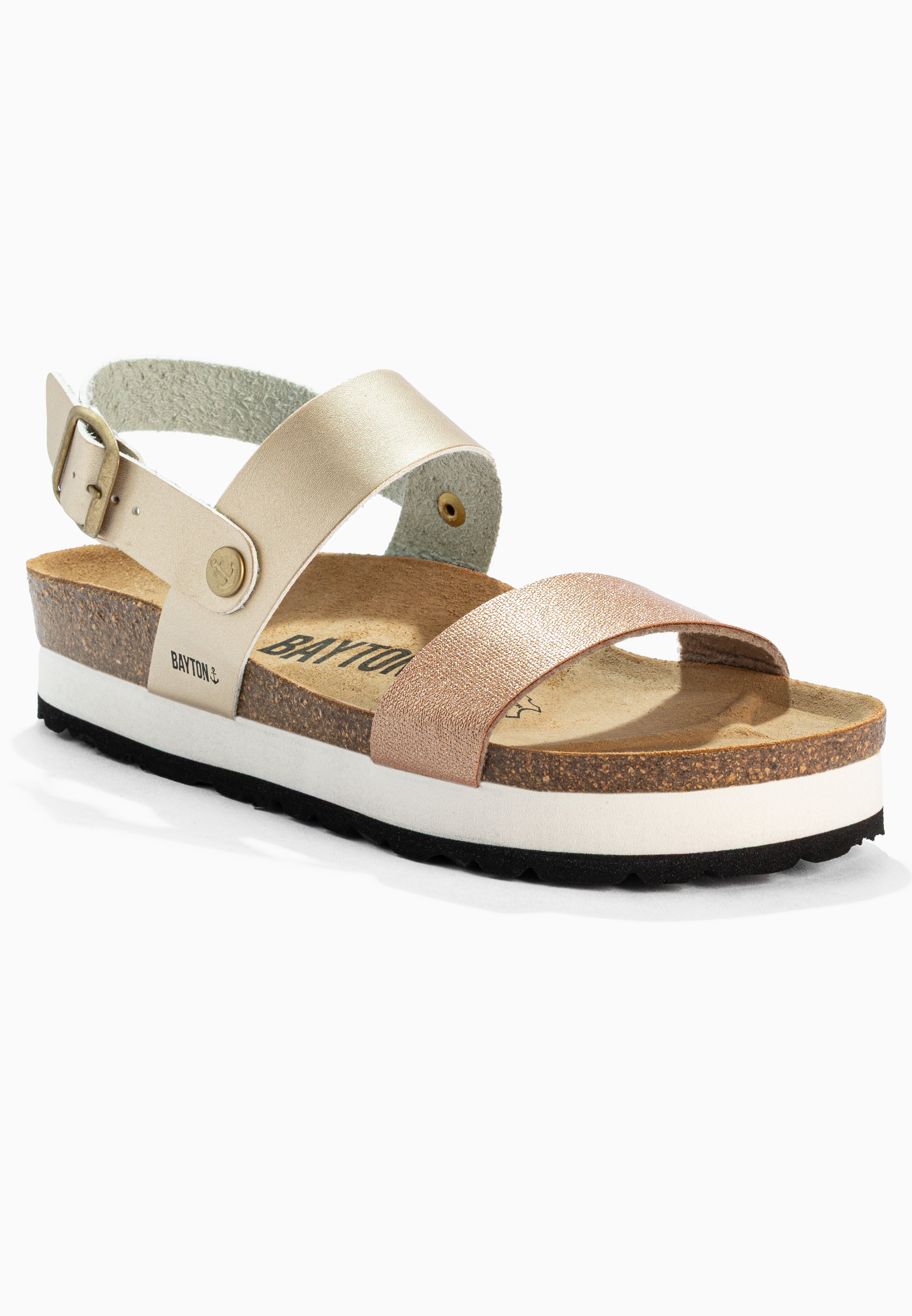 Almeria Light Gold and Platinum Platform Sandals