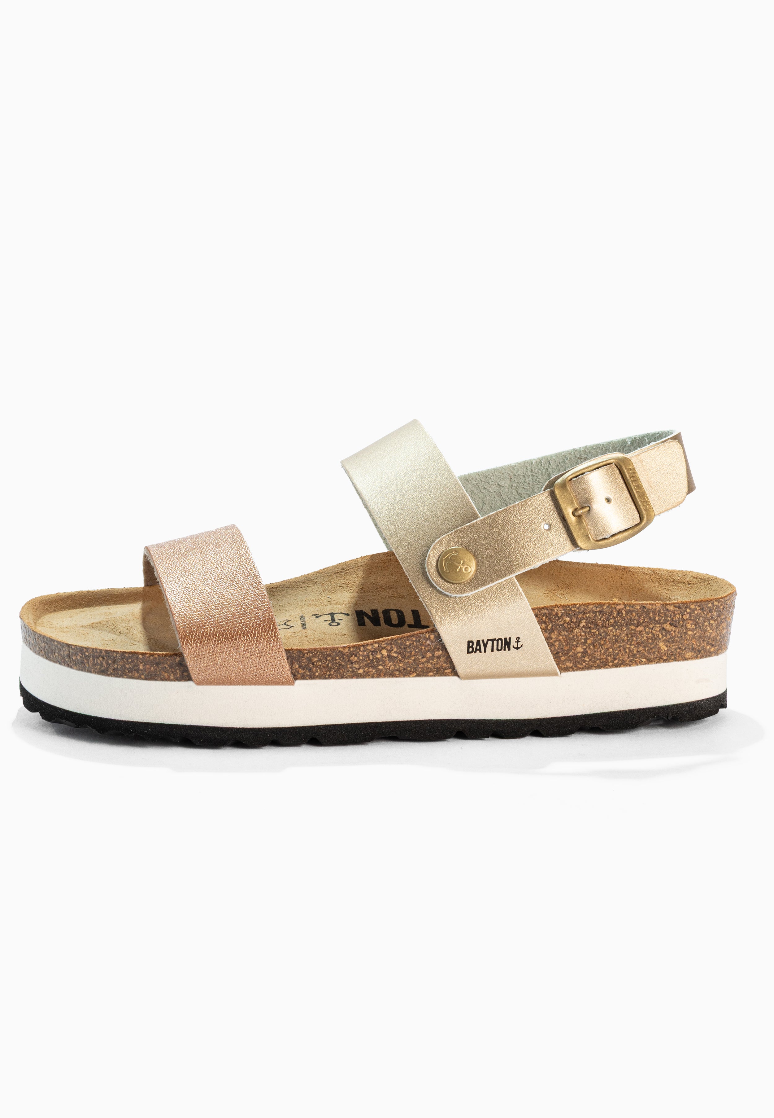 Almeria Light Gold and Platinum Platform Sandals