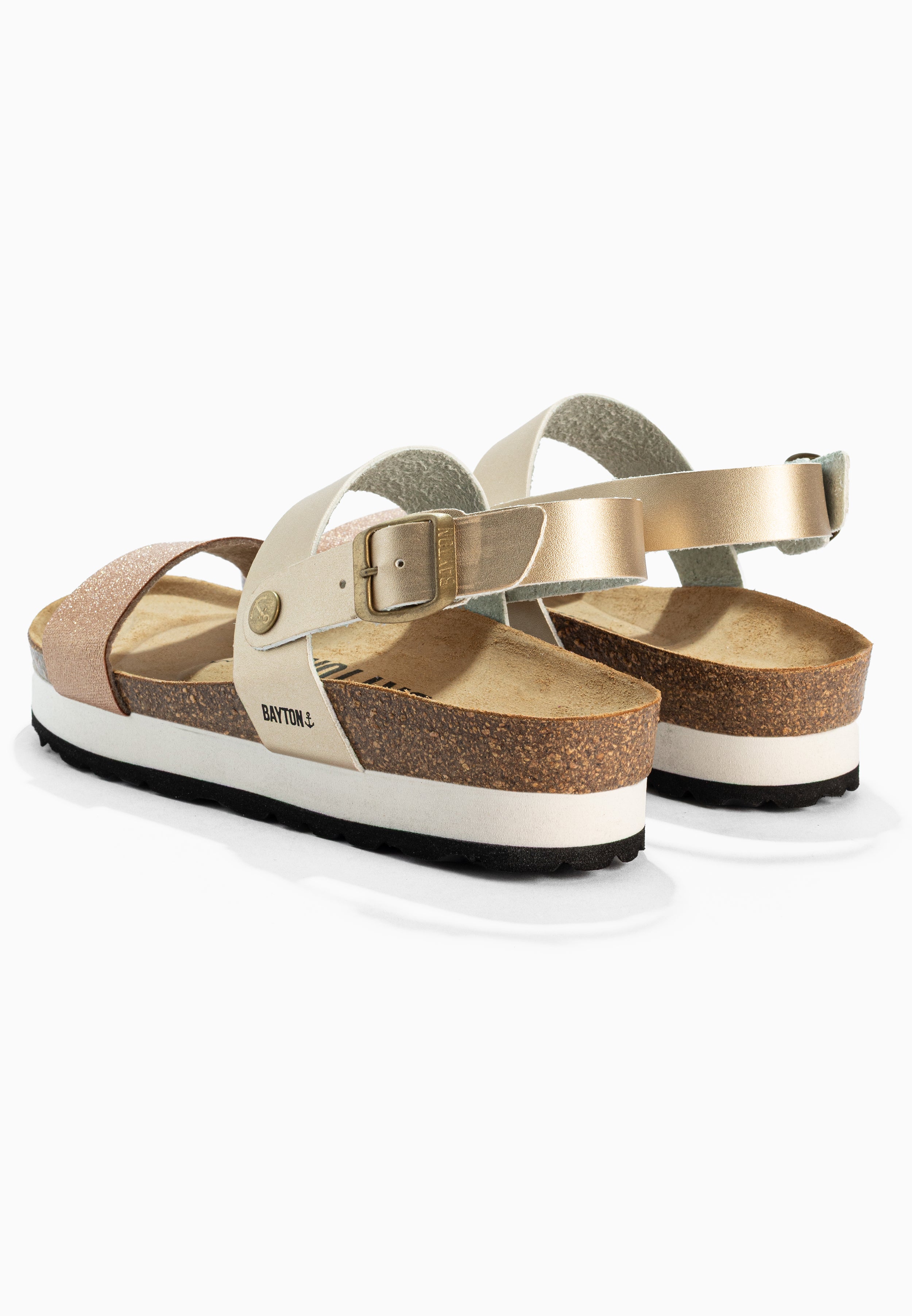 Almeria Light Gold and Platinum Platform Sandals