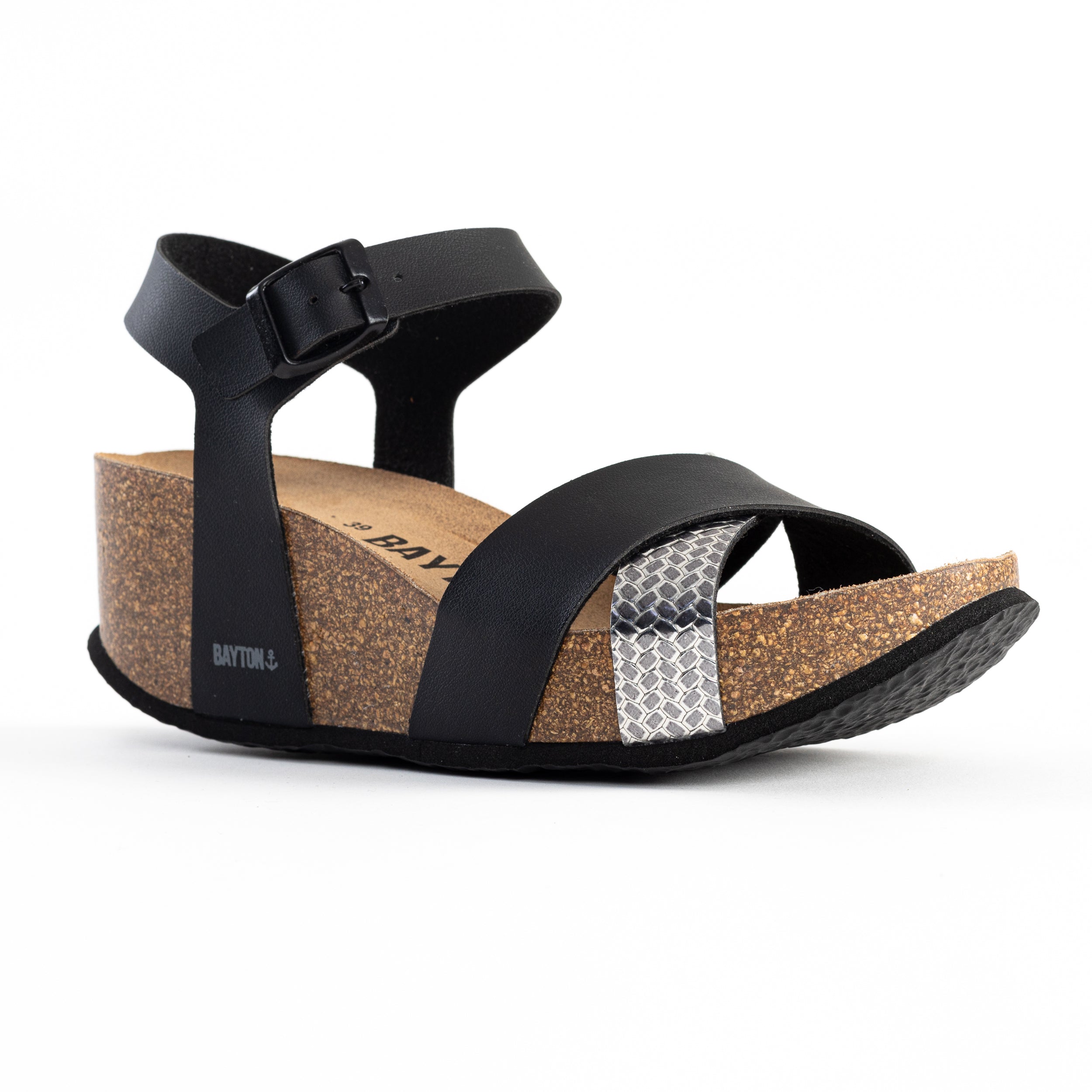 Menorca Black and Silver Sandals