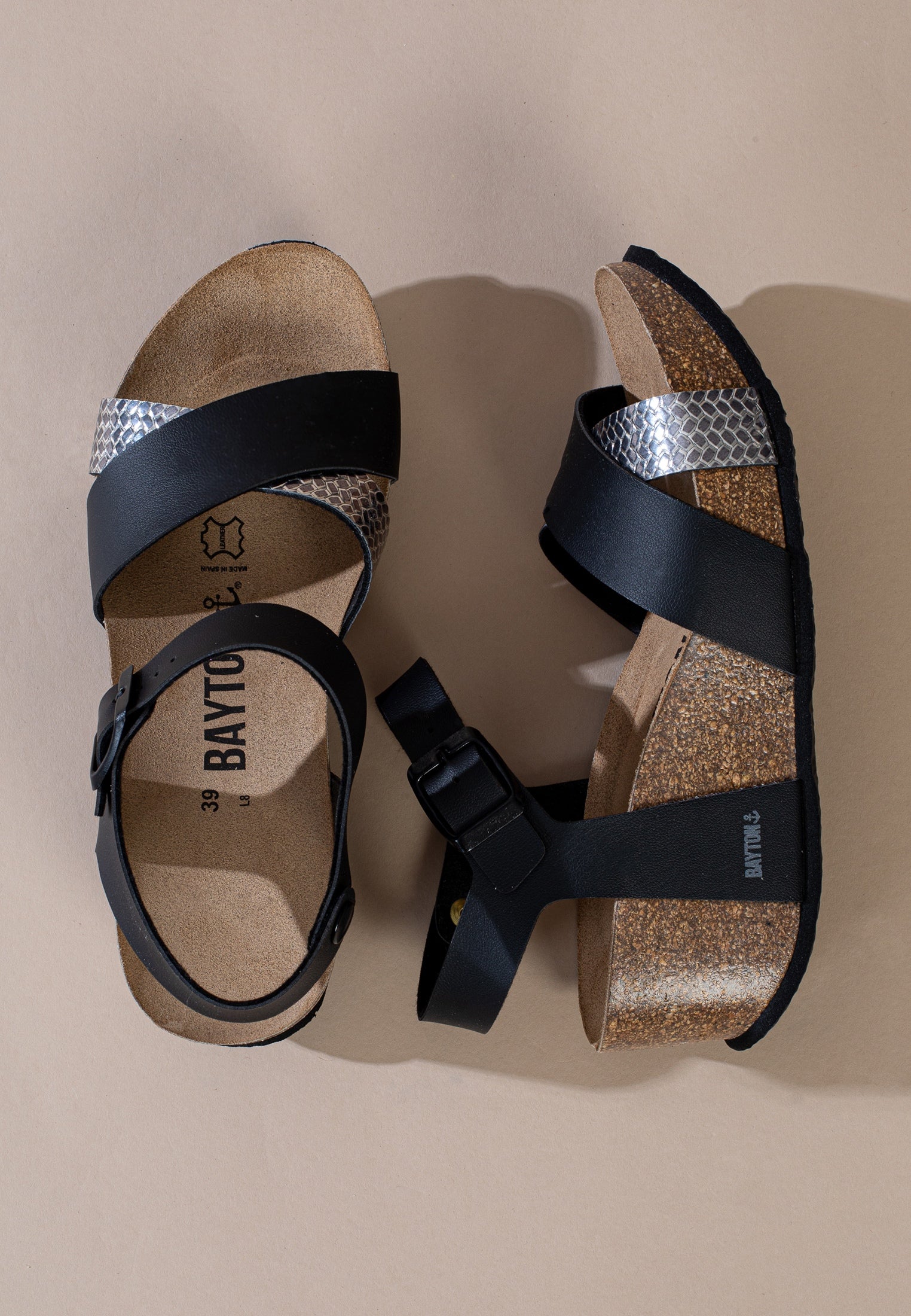 Menorca Black and Silver Sandals