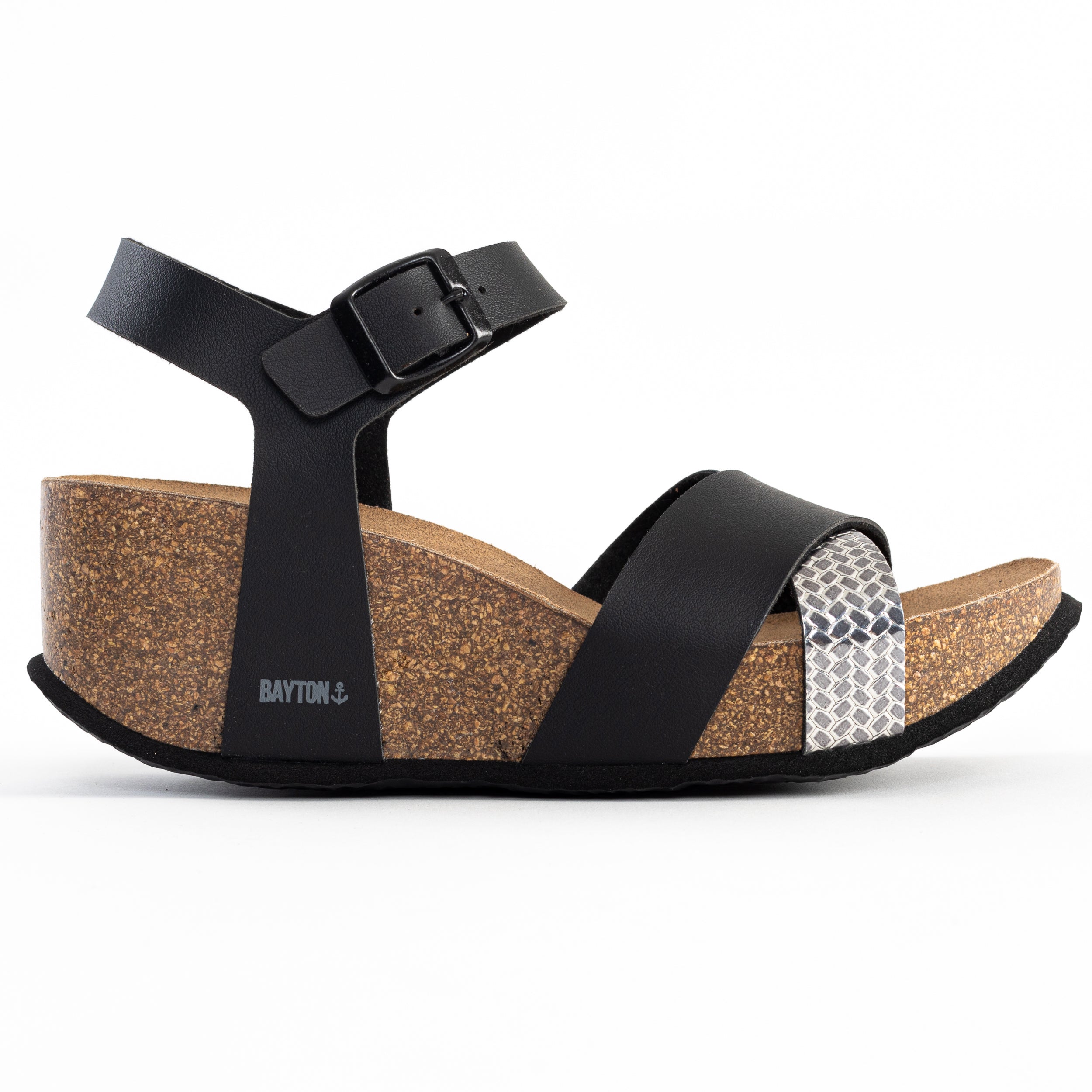 Menorca Black and Silver Sandals