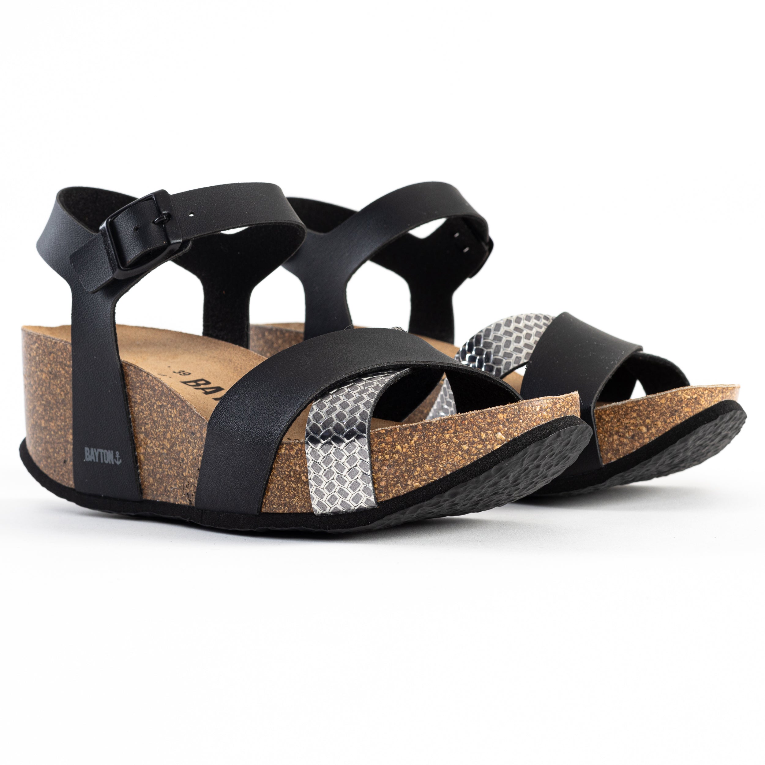 Menorca Black and Silver Sandals