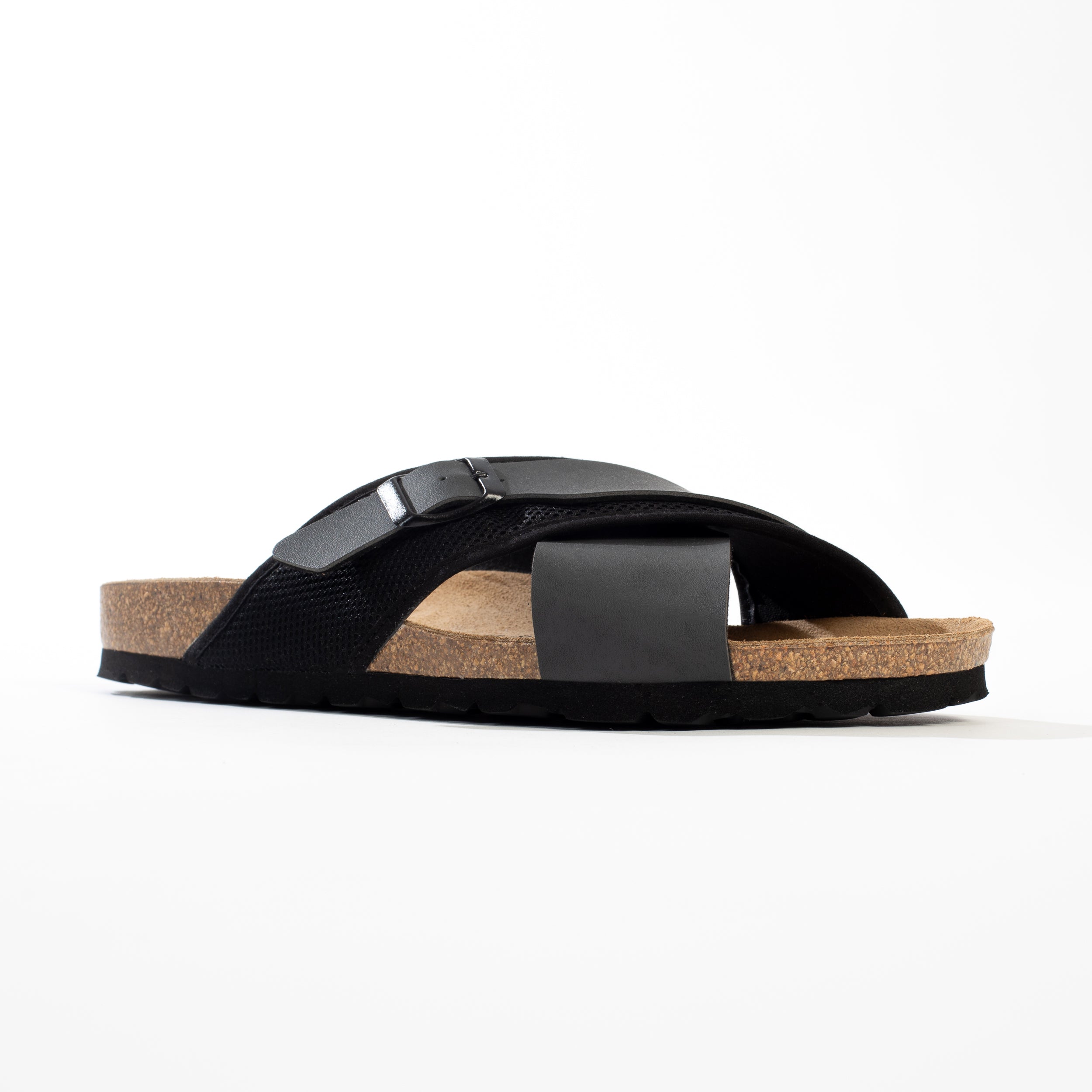 Arezzo Black and Dark Grey 2 Strap Sandals