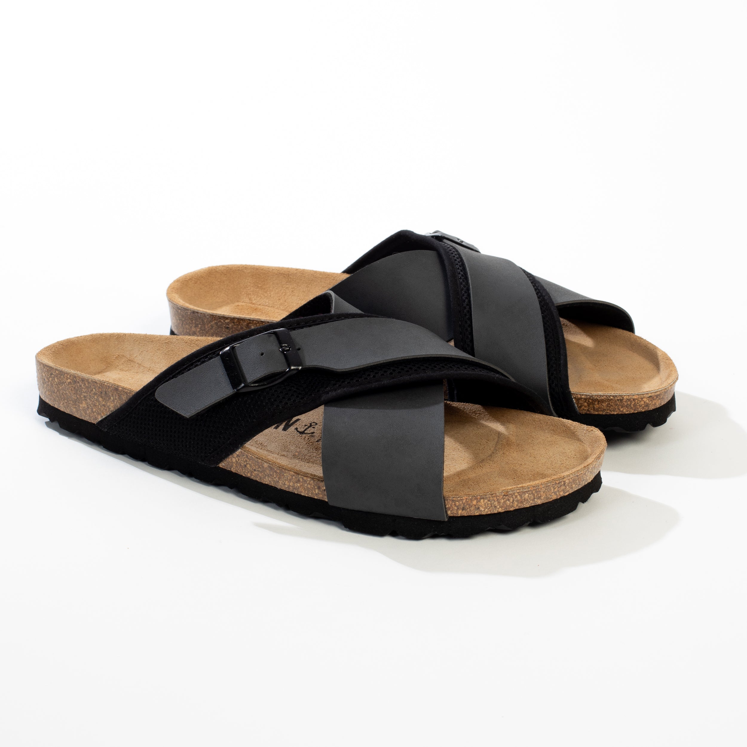 Arezzo Black and Dark Grey 2 Strap Sandals