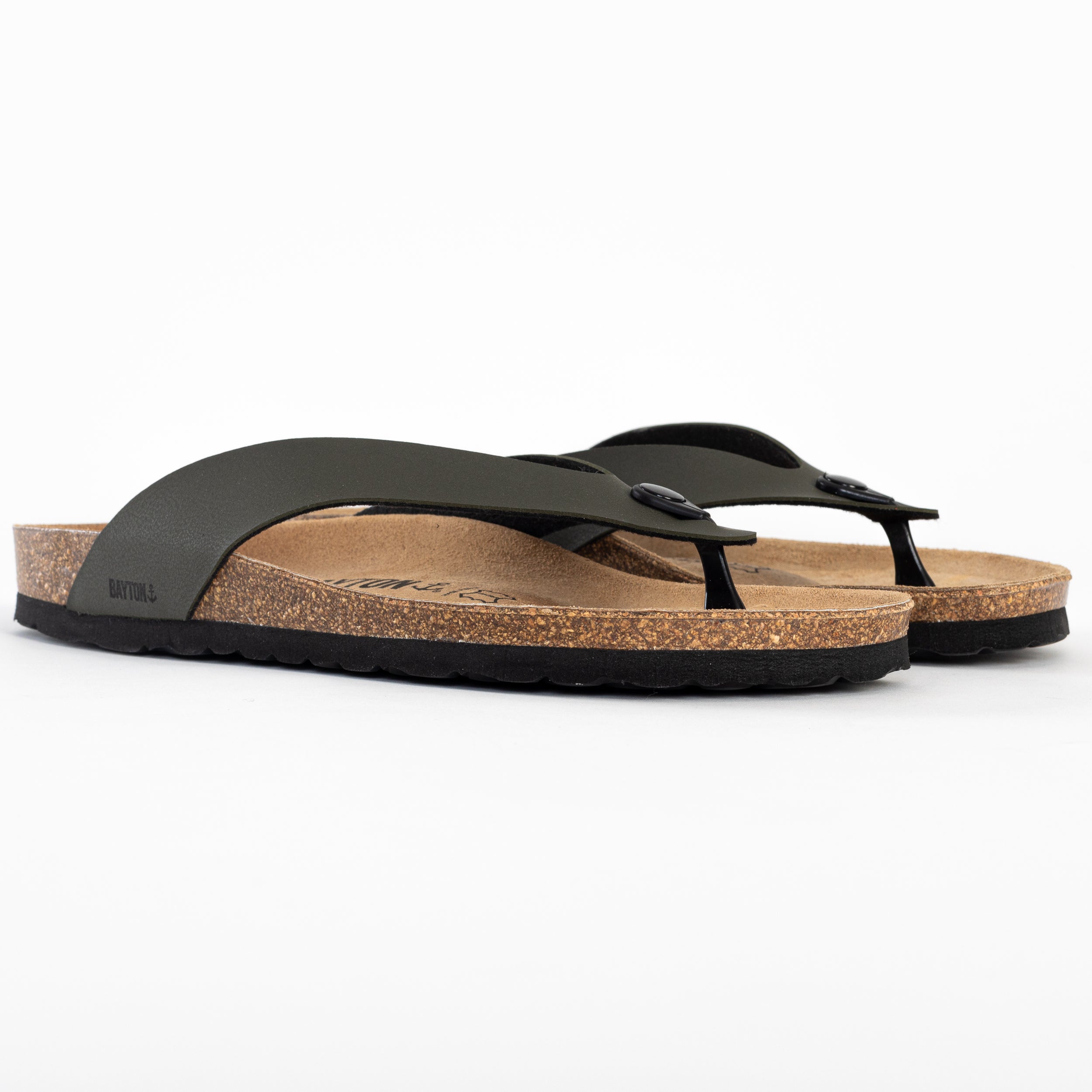 Lucca 2 Straps Khaki Toe-Thong Sandals