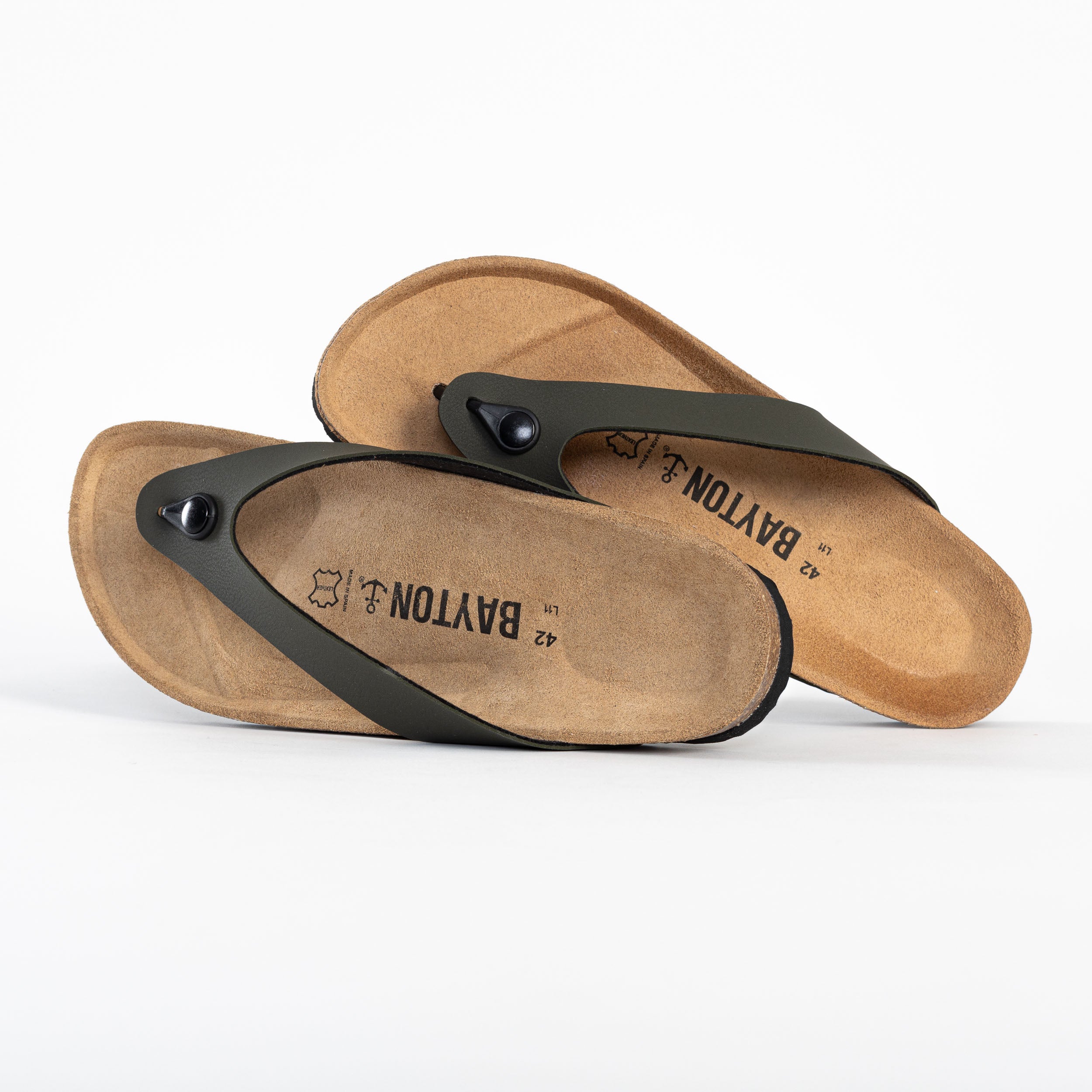 Lucca 2 Straps Khaki Toe-Thong Sandals