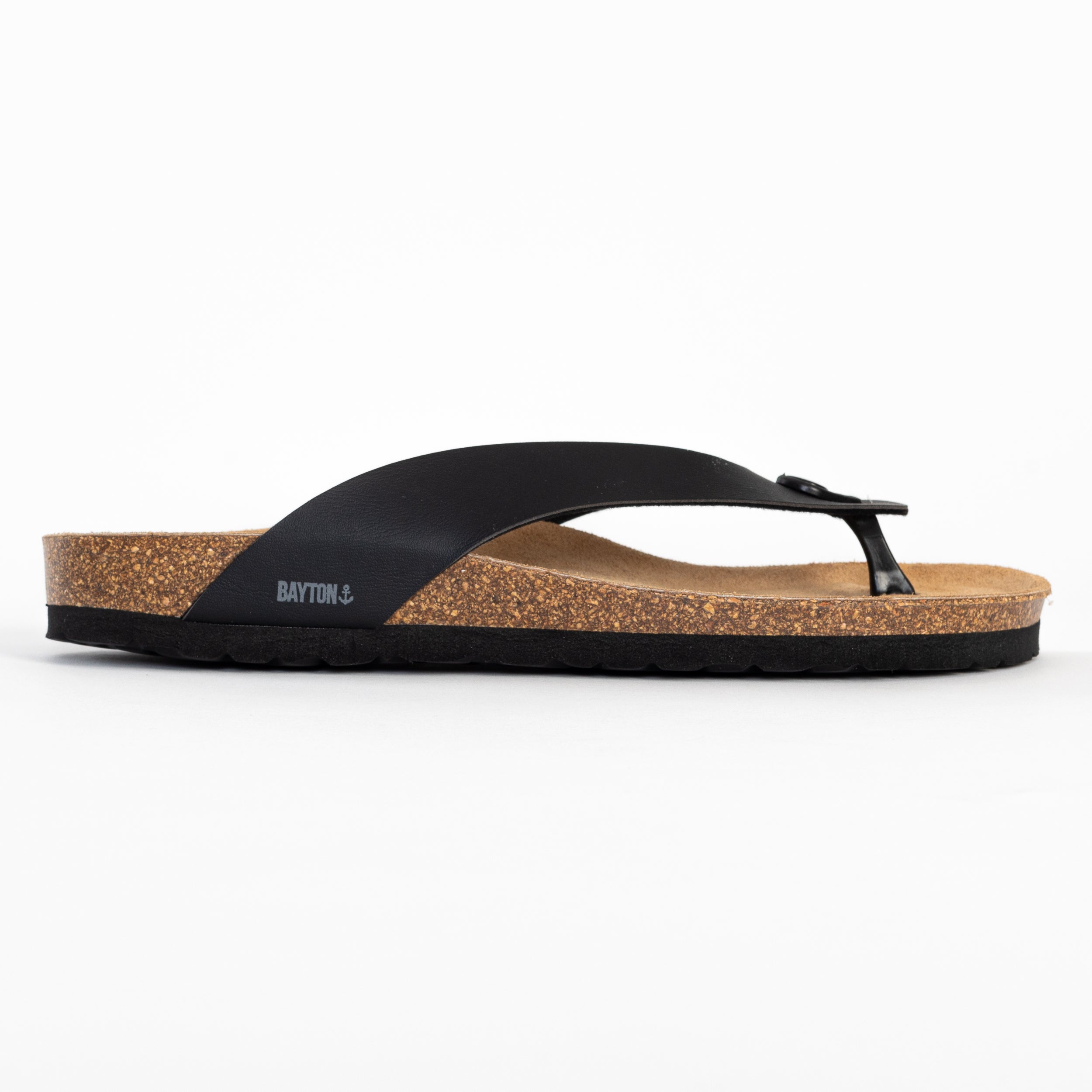 Lucca 2 Straps Black Toe-Thong Sandals