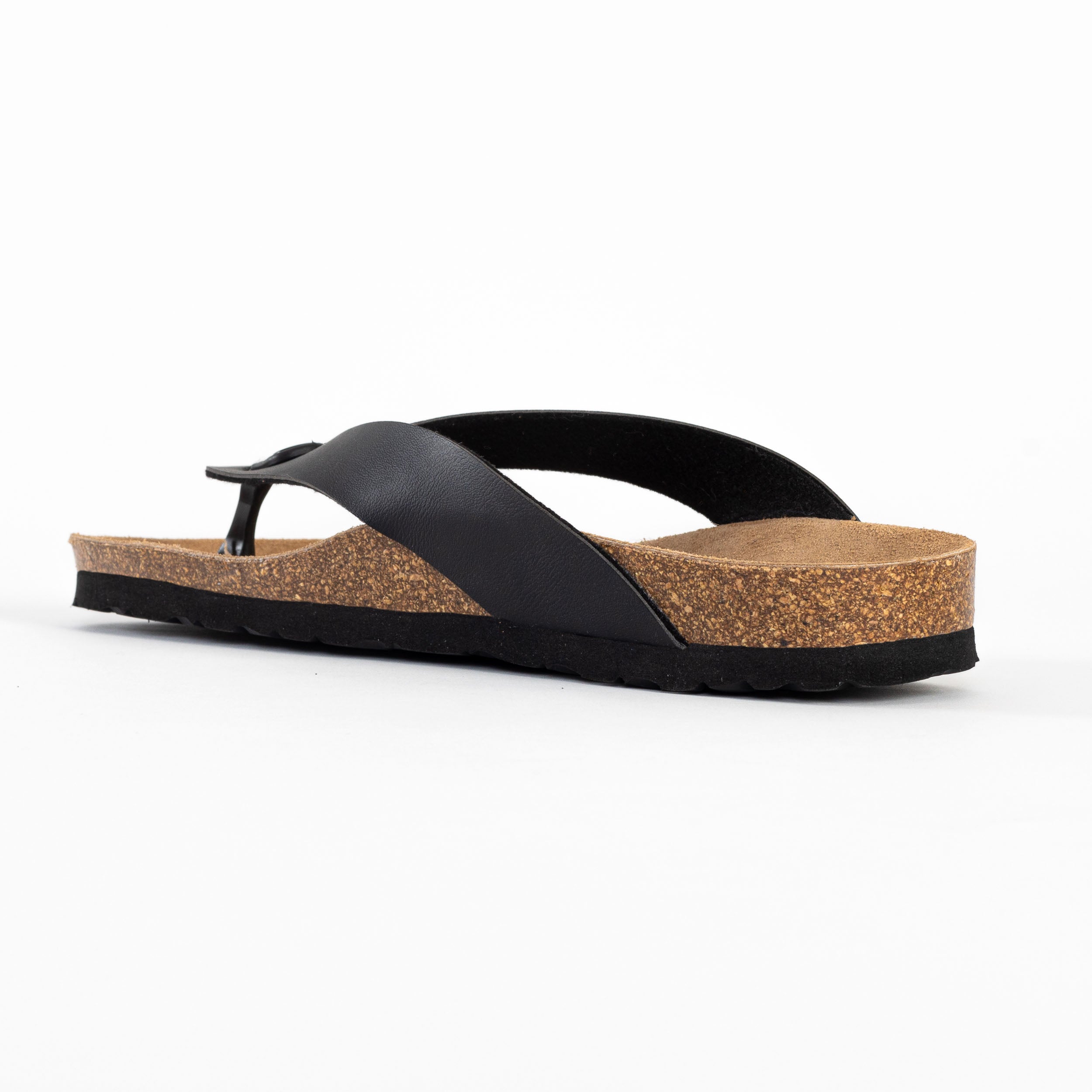 Lucca 2 Straps Black Toe-Thong Sandals