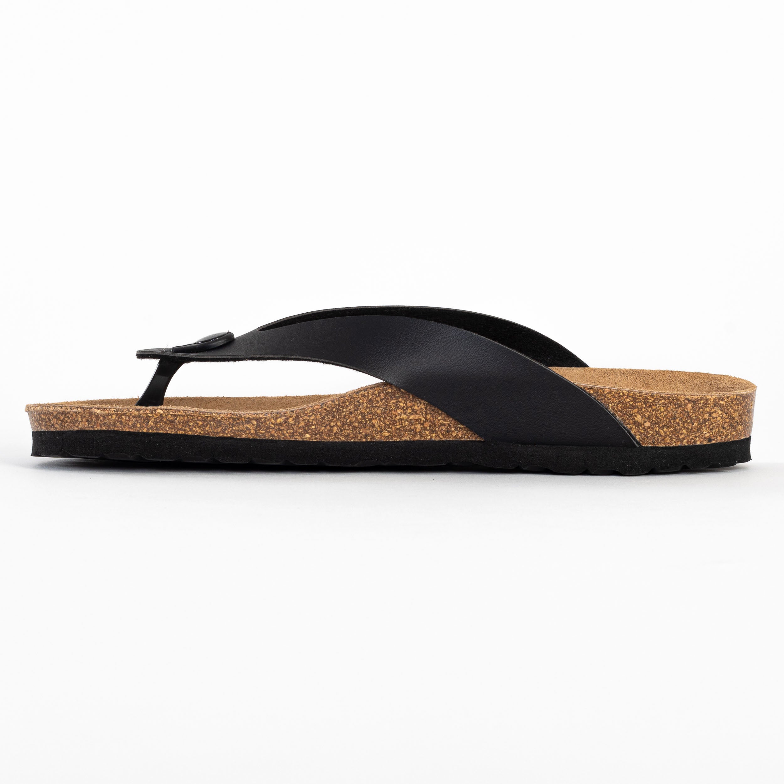 Lucca 2 Straps Black Toe-Thong Sandals