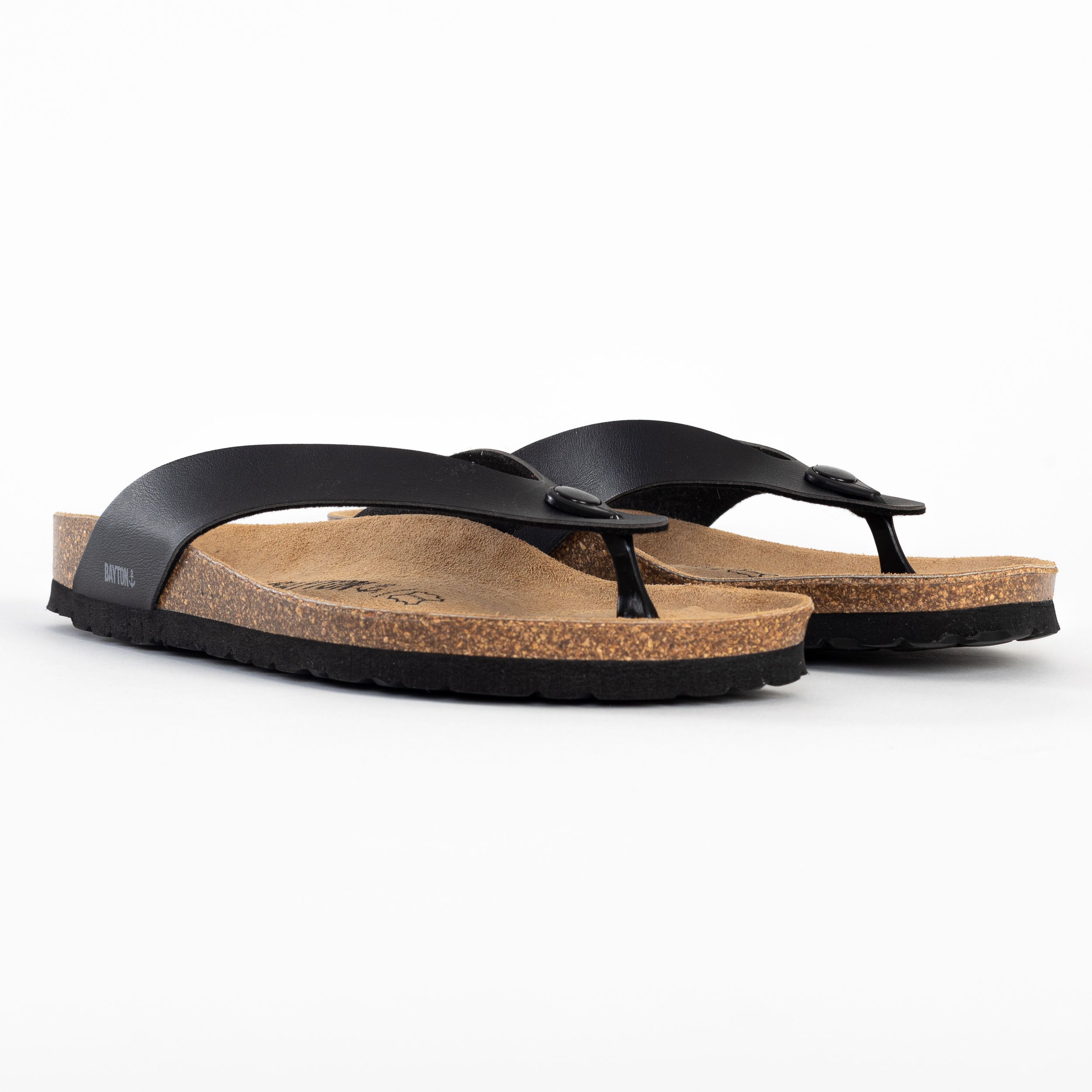 Lucca 2 Straps Black Toe-Thong Sandals