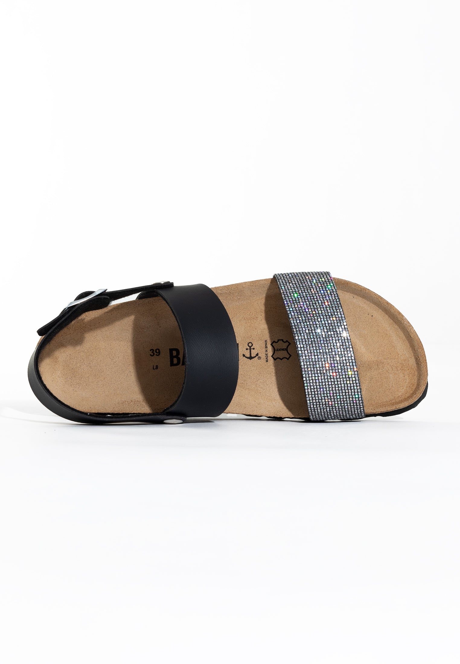 Lilia Black and Silver Glitter Multi-Strap Sandals