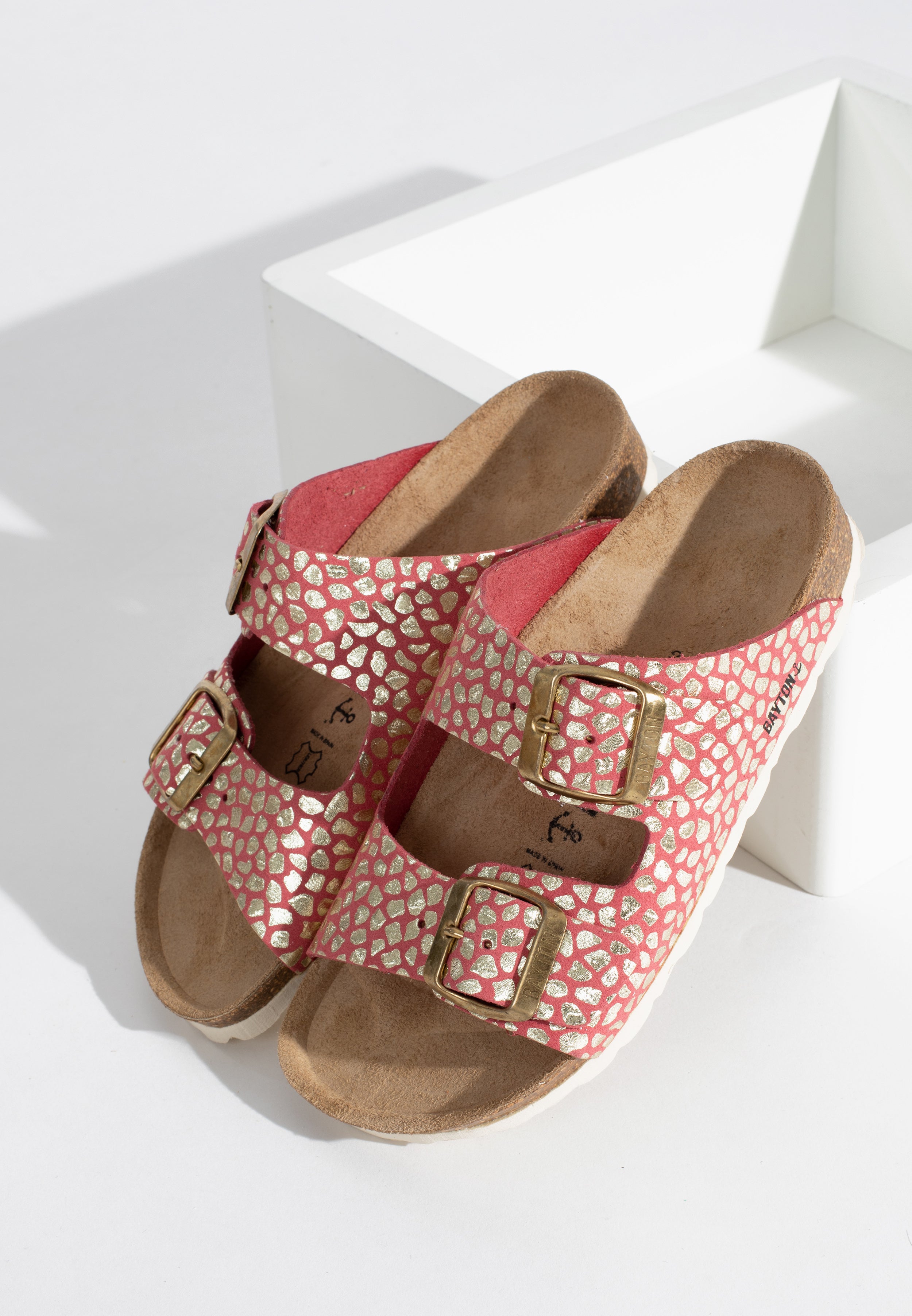 Coral And Gold Atlas 2 Strap Sandals