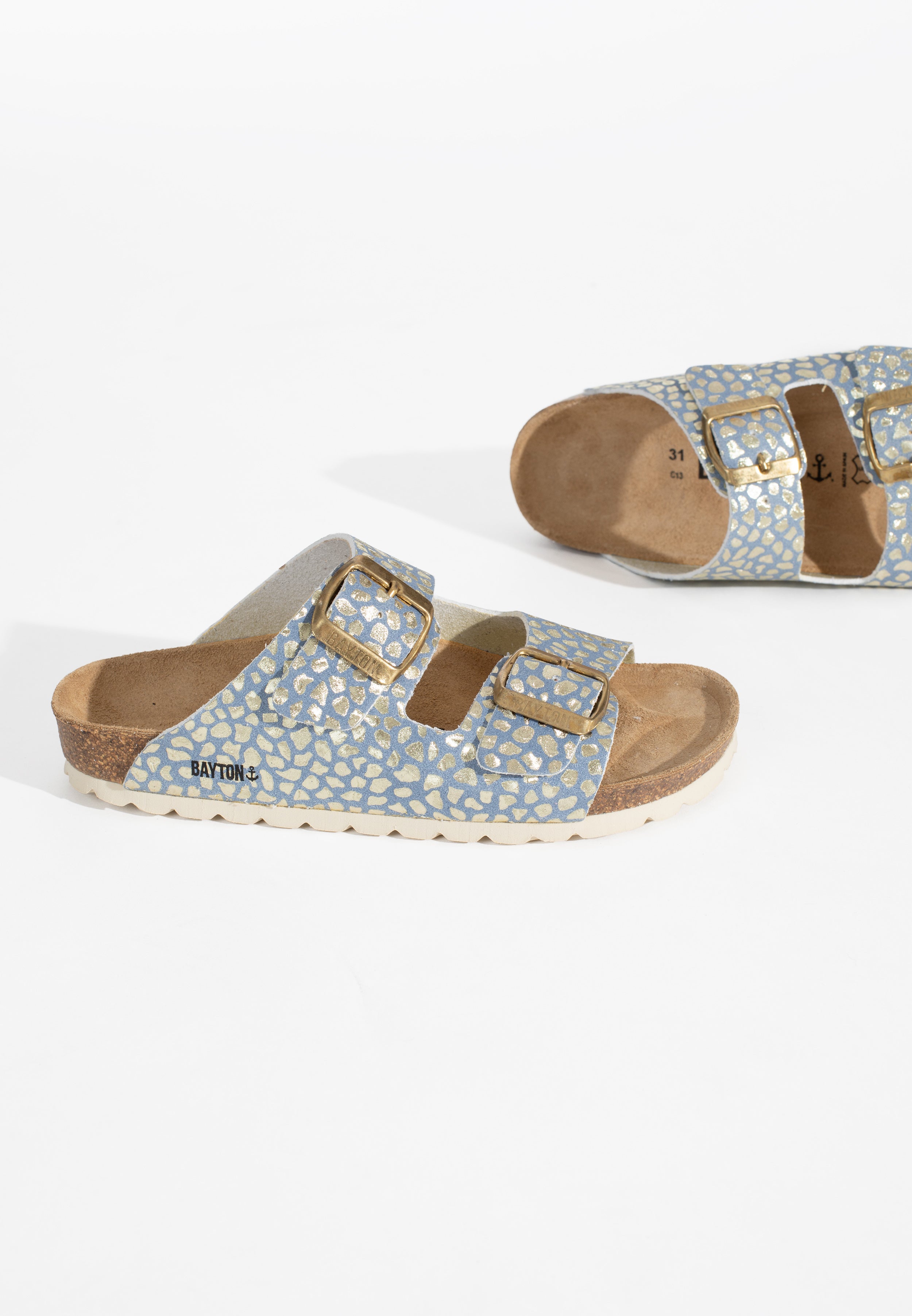 Blue And Gold Atlas 2 Strap Sandals