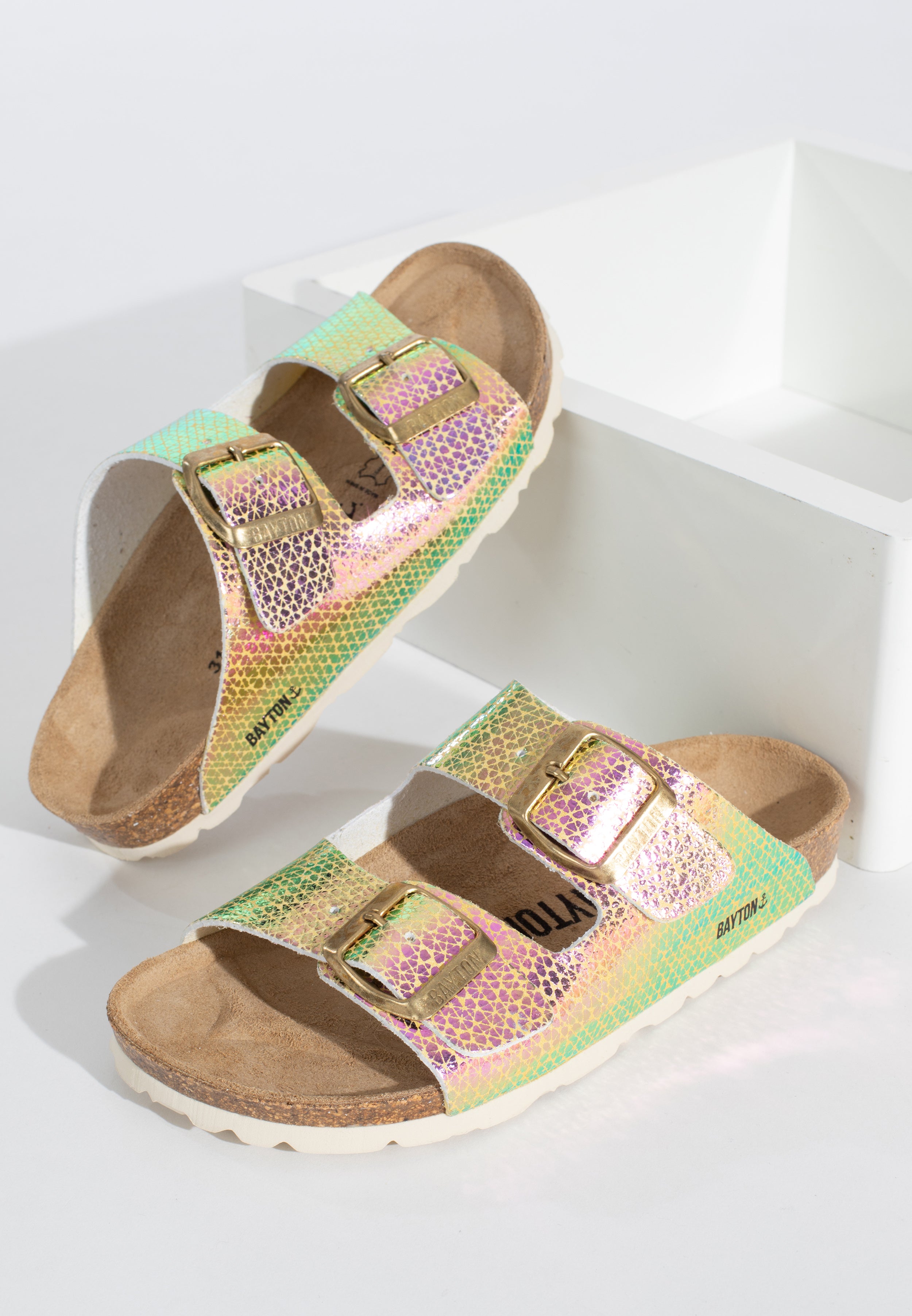 Yellow And Pink Atlas 2 Strap Sandals