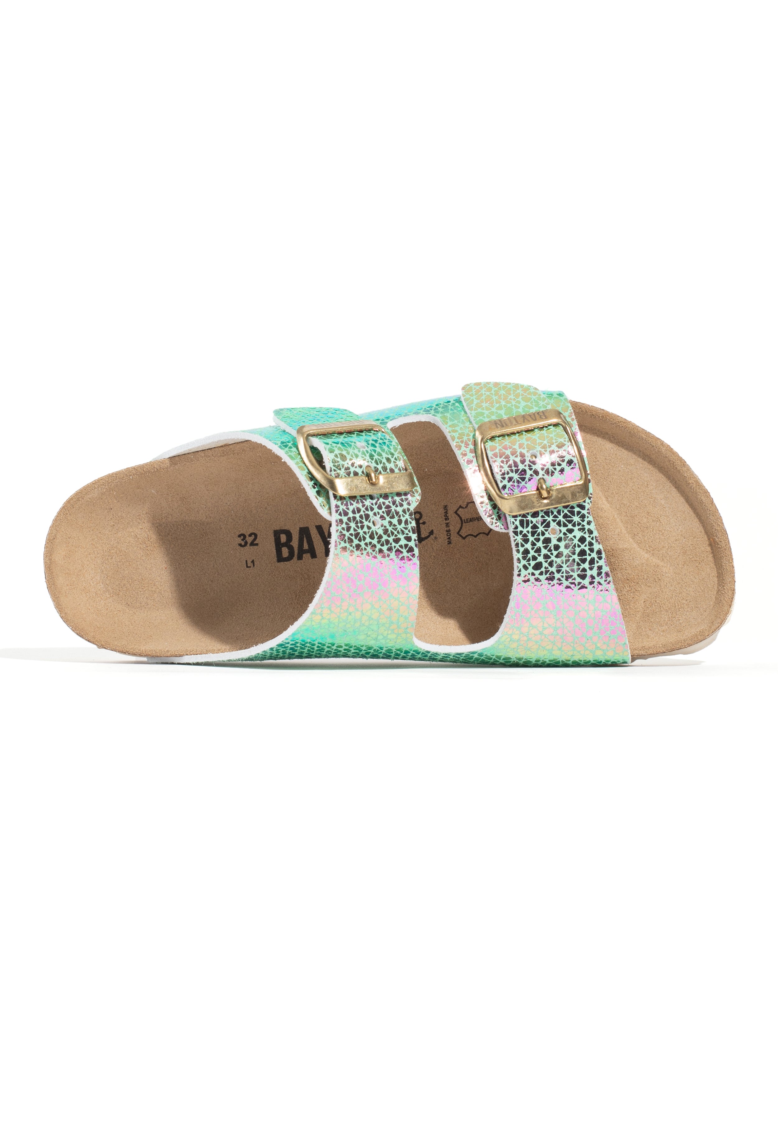 Atlas 2 Strap Sandals in Pale Green and Pink