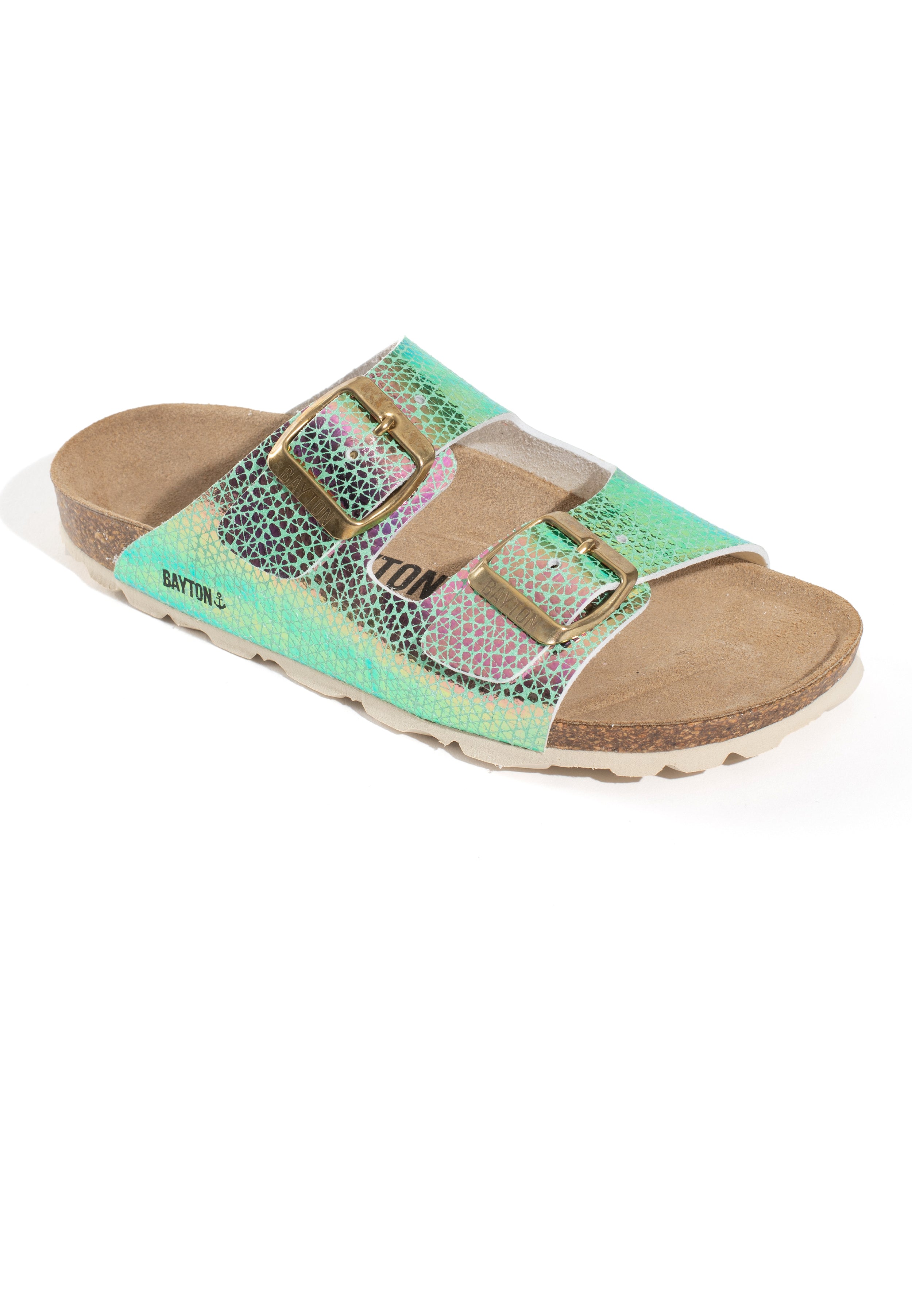 Atlas 2 Strap Sandals in Pale Green and Pink