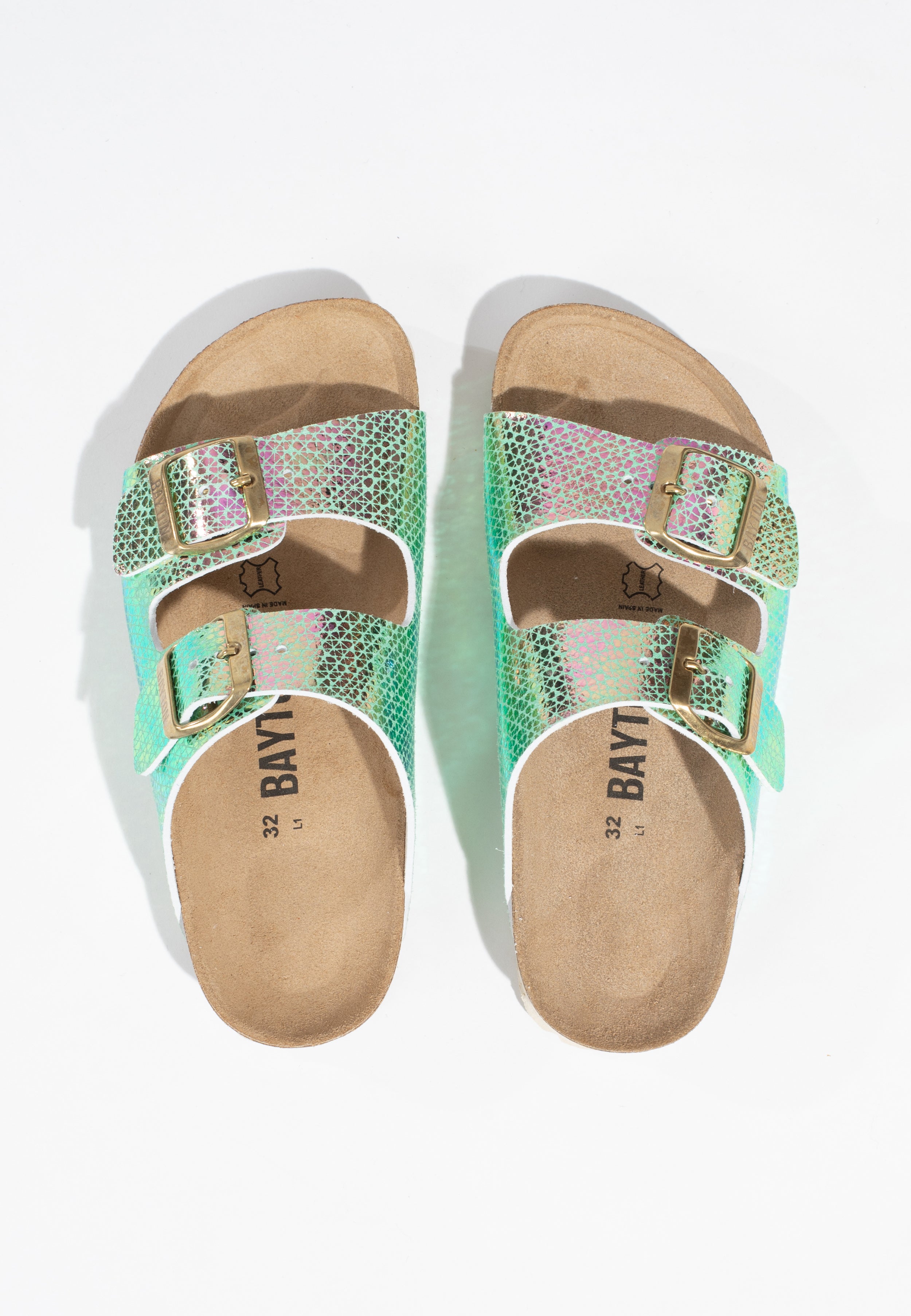 Atlas 2 Strap Sandals in Pale Green and Pink