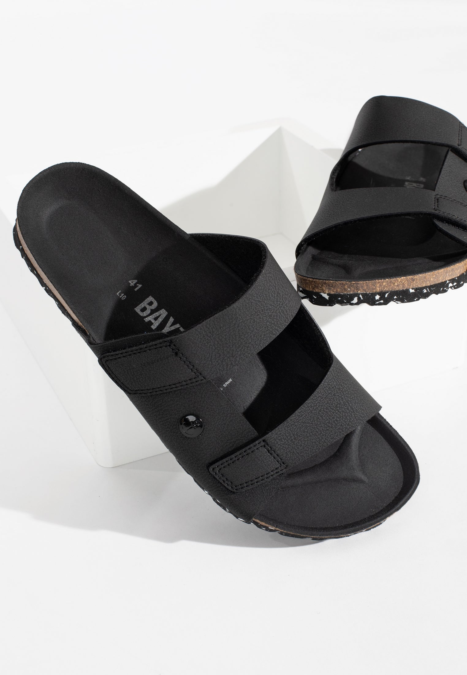 Atrium Black 2 Strap Sandals