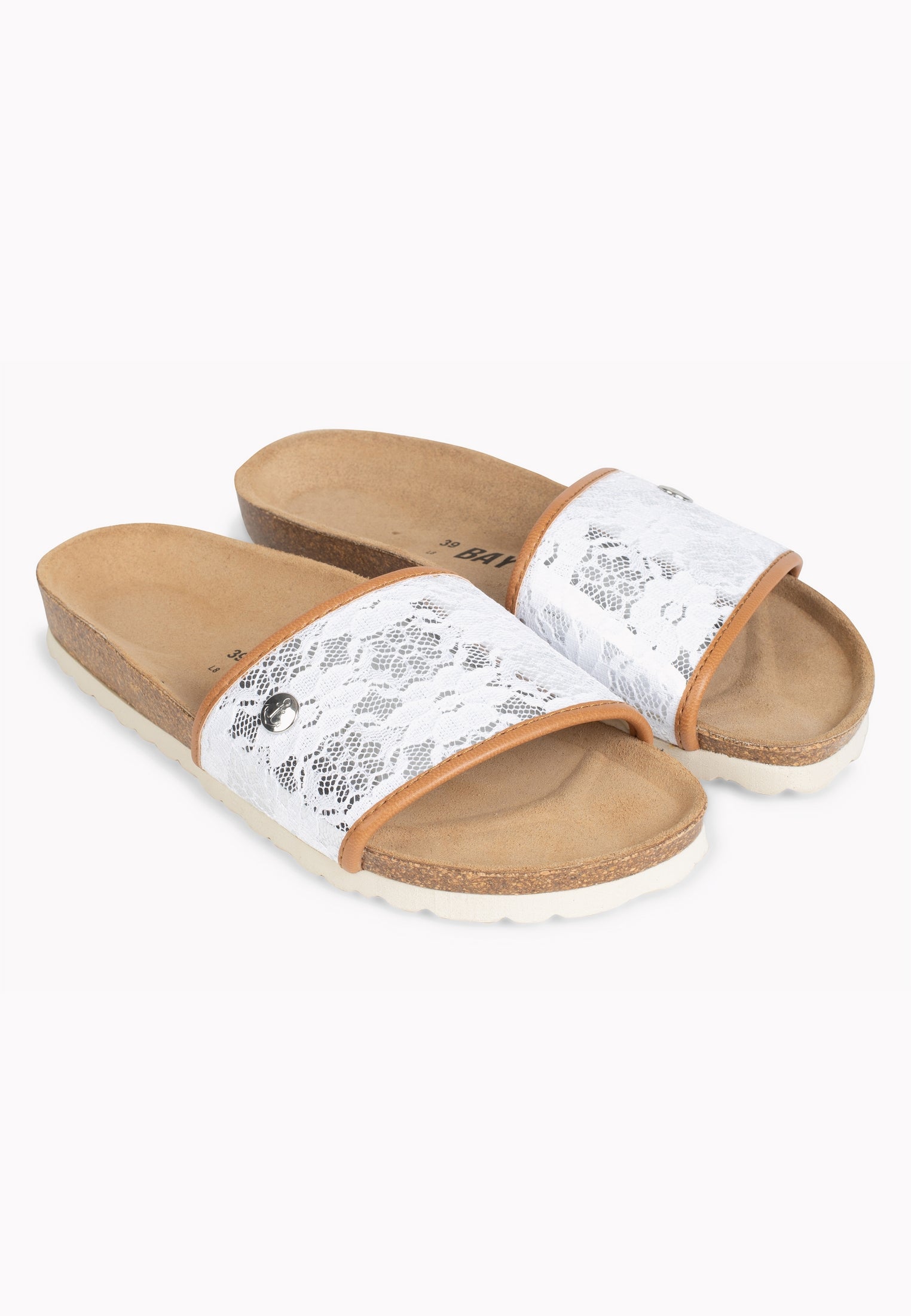 Clotilde White and Camel Sandals