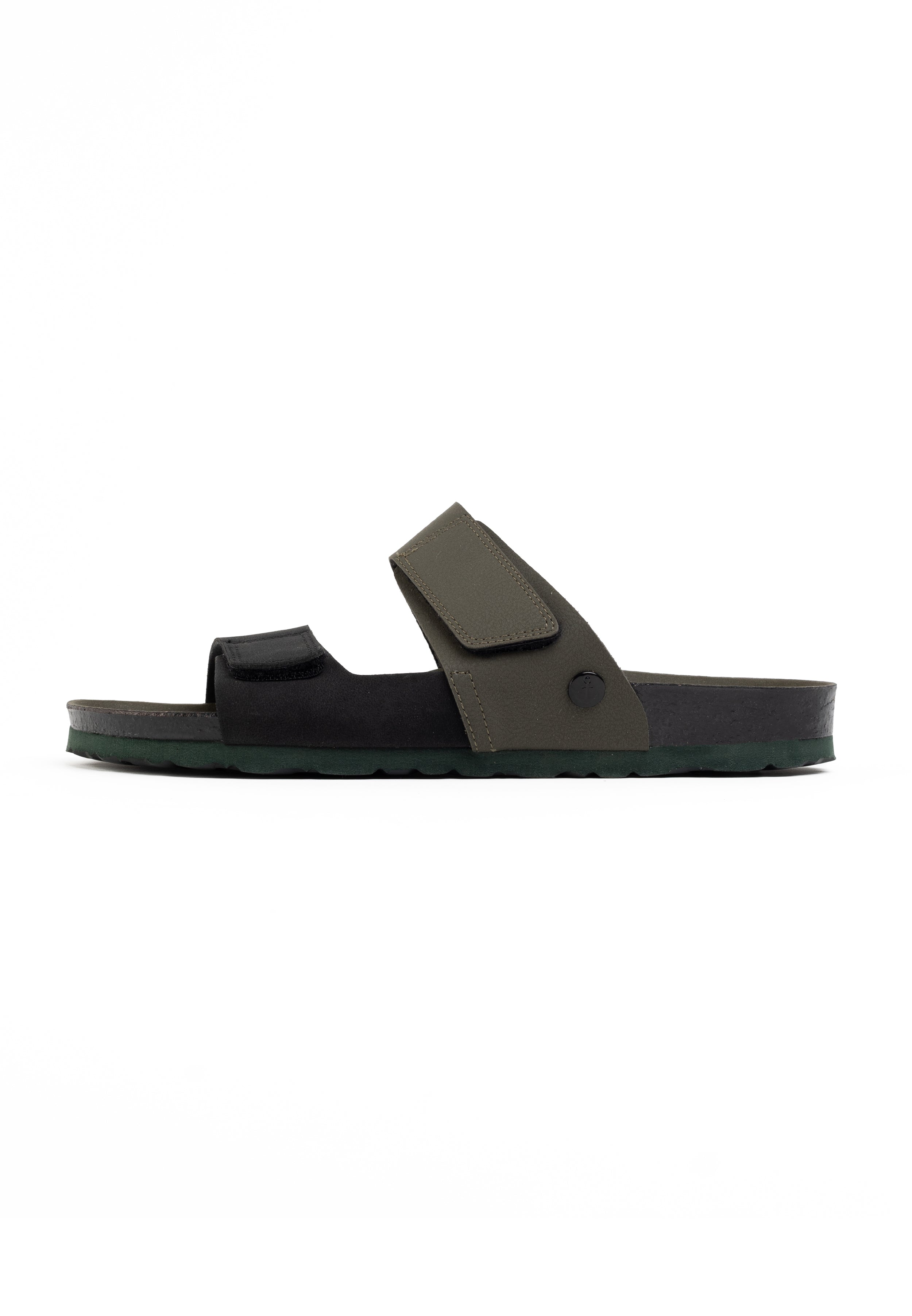 Gabian Black and Khaki 2-Strap Sandals