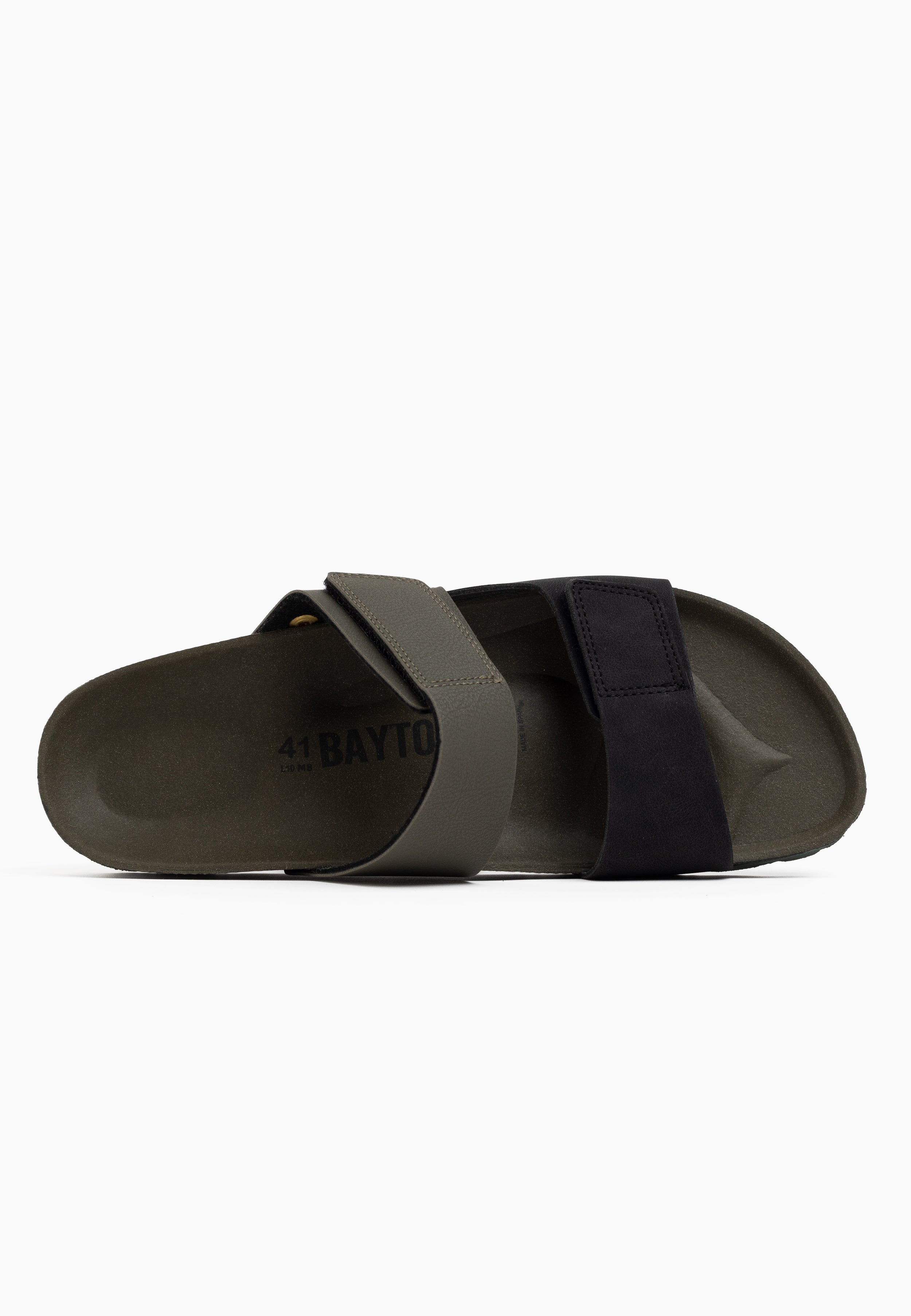 Gabian Black and Khaki 2-Strap Sandals